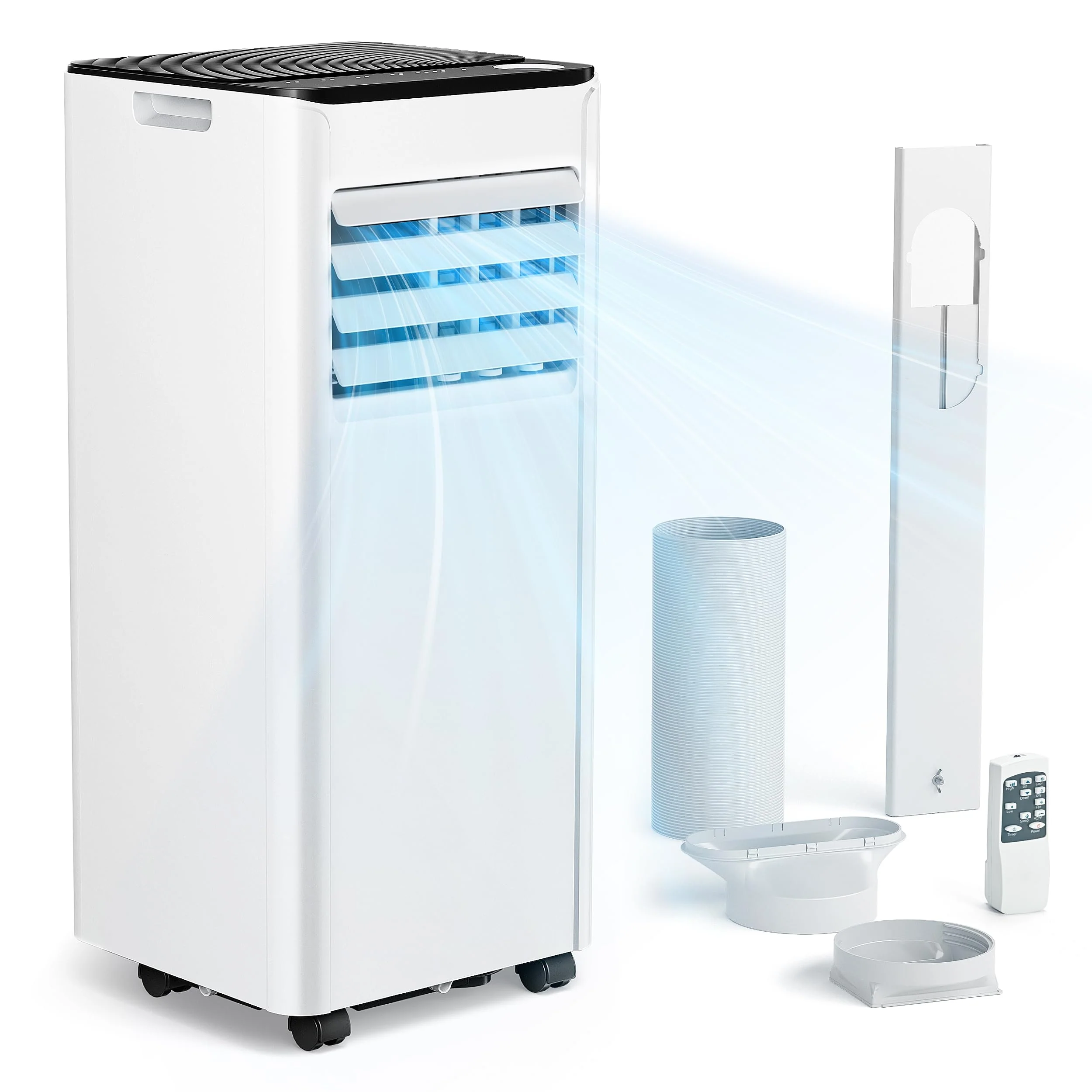 Mobile Klimaanlage 9000 BTU mit Abluftschlauch | 4-in-1 Mobiles Klimagerät | Leiser Betrieb