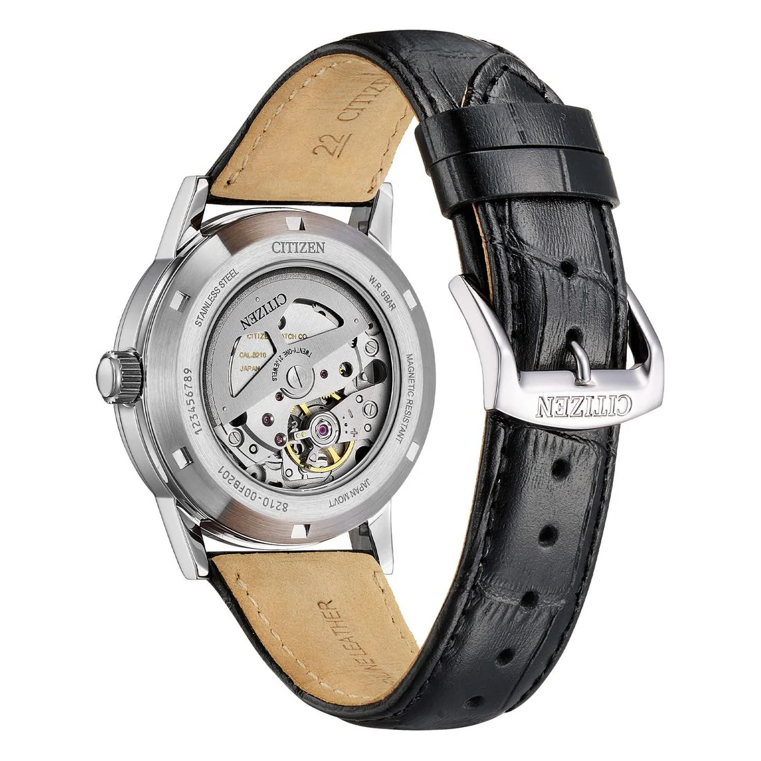 Orologio Citizen Meccanico cinturino in pelle quadrante nero soleil NJ0210-05E