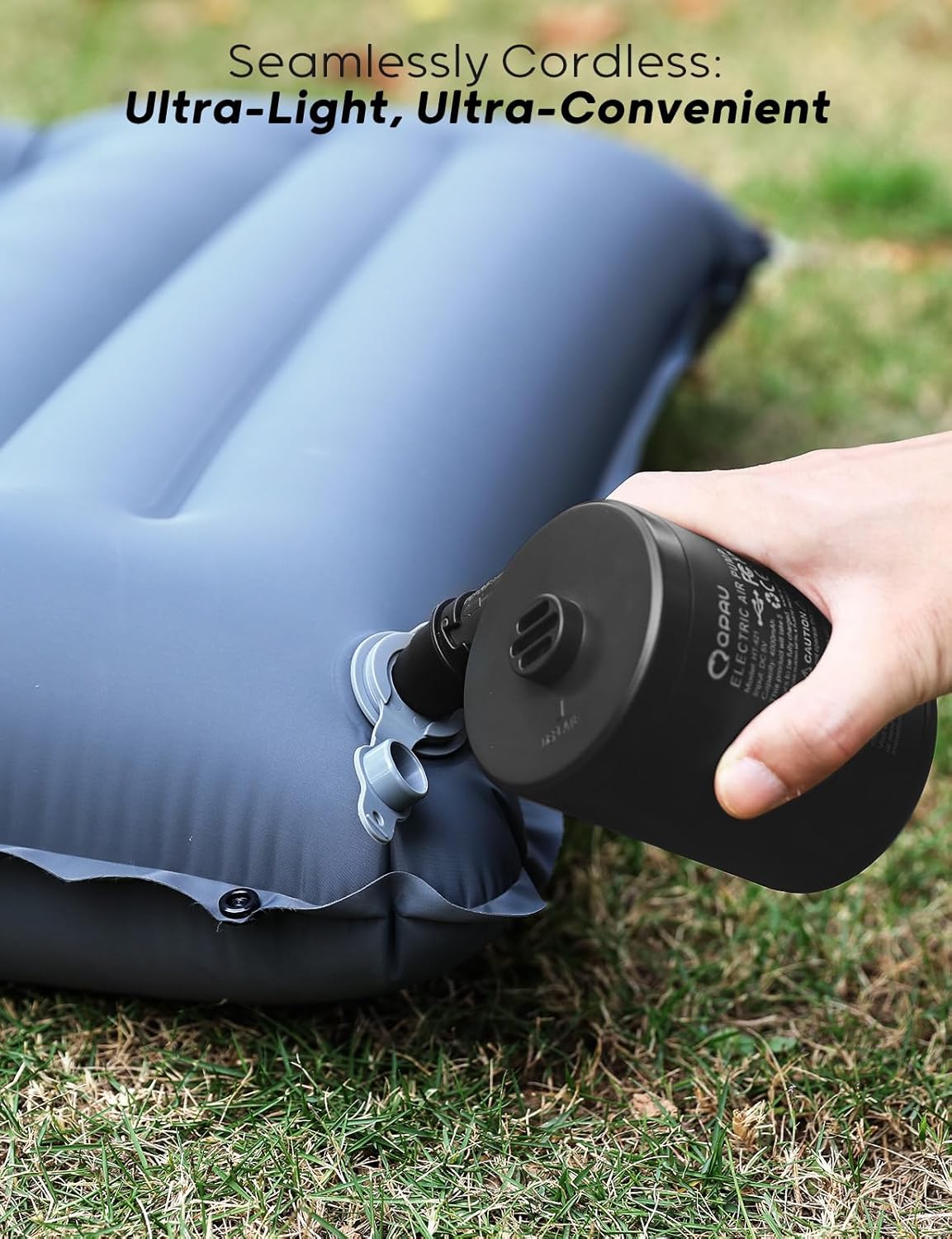 QPAU Pompa Elettrica, 5000 mAh Pompa Elettrica per Materasso Gonfiabile, Gonfiatore Sgonfiatore a Riempimento Rapido Gonfiatore Elettrico Portatile con 3 Ugelli per Materassino Campeggio