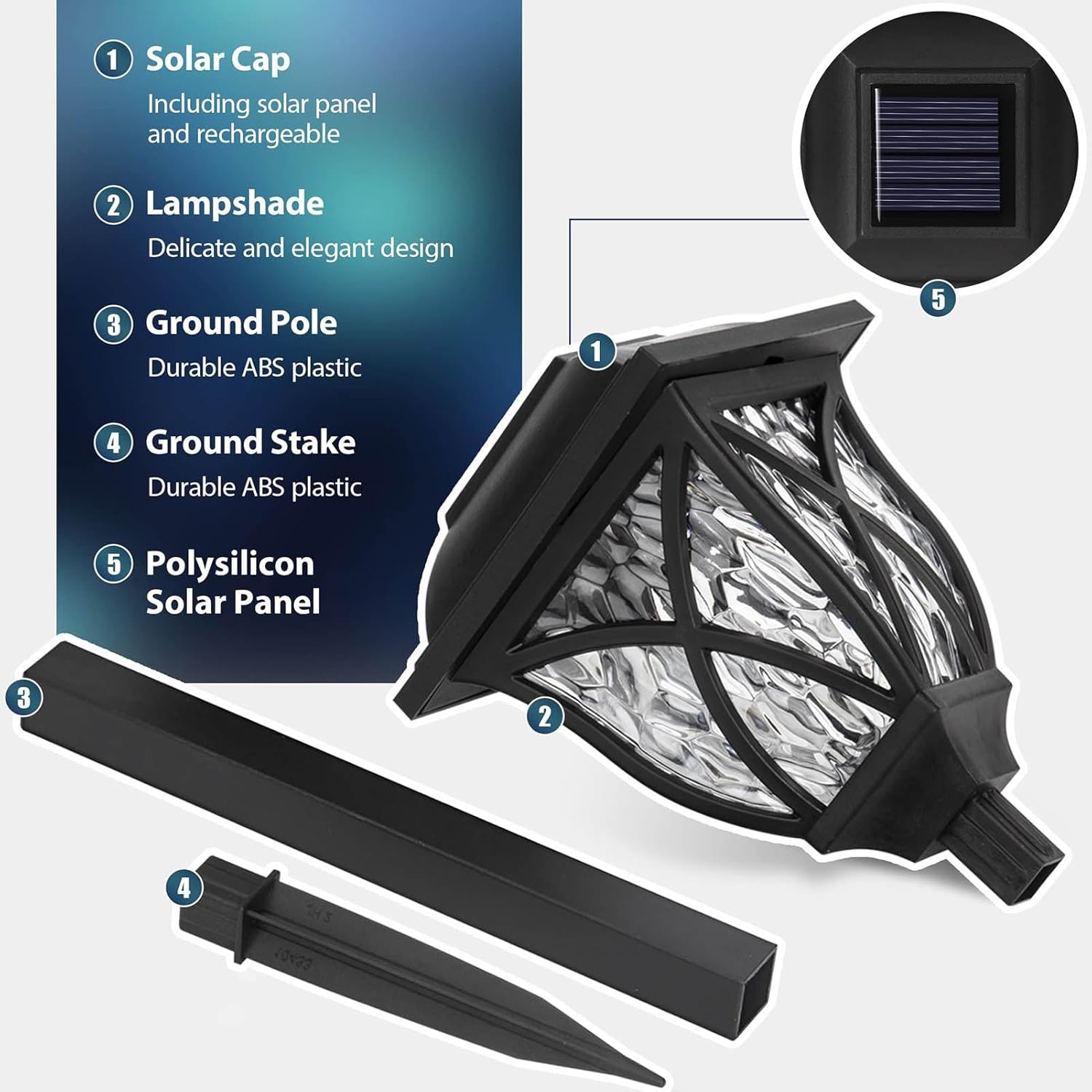 Gartenstecker aus Edelstahl, IP66, wasserdicht, für den Außenbereich, Wegbeleuchtung, keine Kabel, Nachtaktivierung, helle weiße LED für Landschaft und Hof, 4 Stück