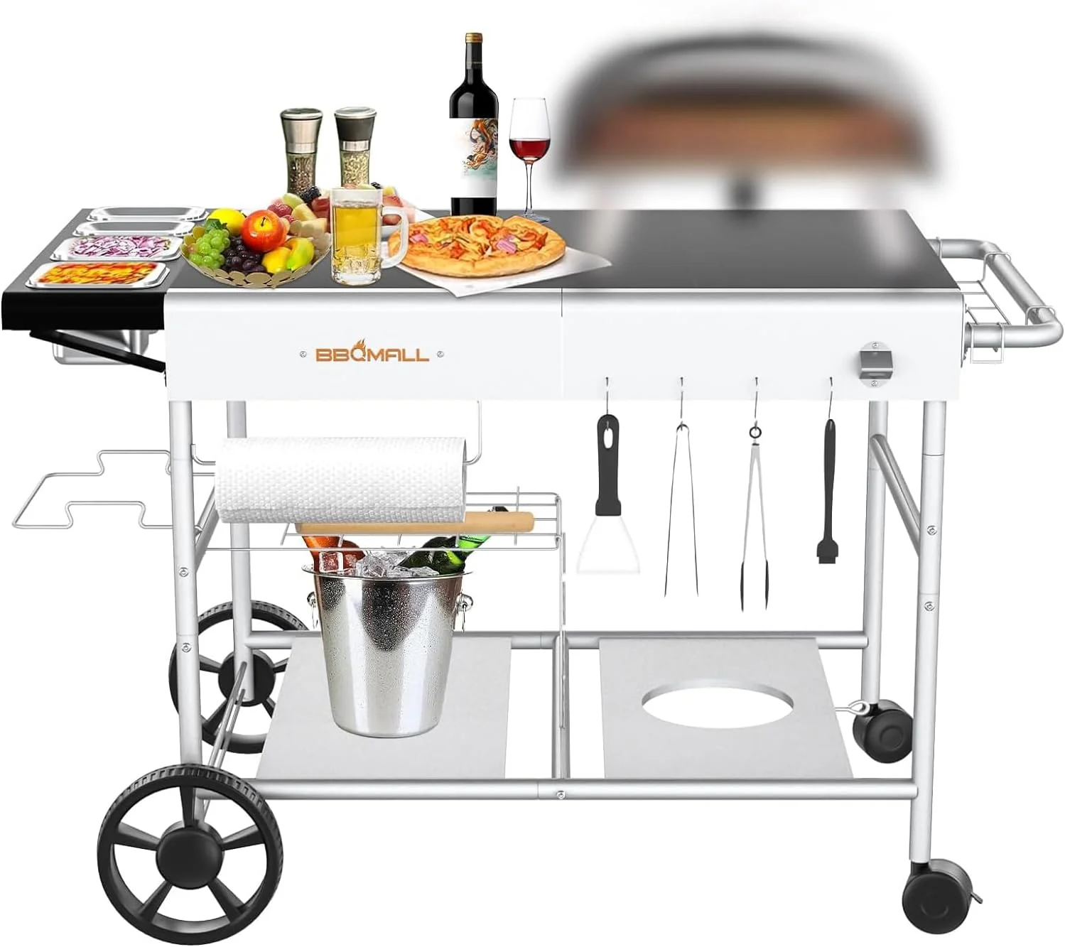 Pizza Oven Table Cart for Ooni Koda/Karu/Fyra 16 & 12   Pizza Topping Station, Outdoor Grill Stand