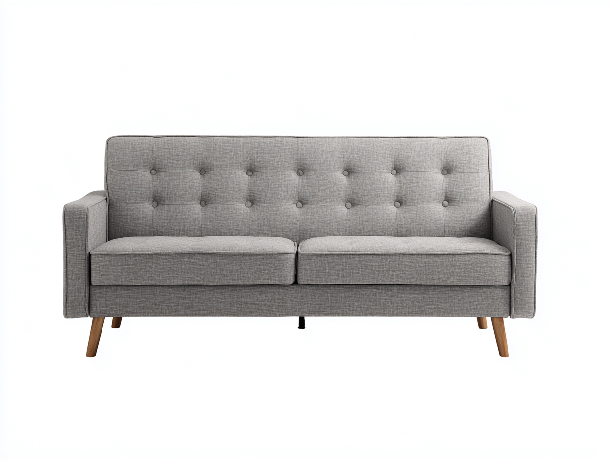 Sofa 2-Sitzer Stoffbezug 180x85x80 cm Hellgrau Modernes Design Mit Holzbeinen