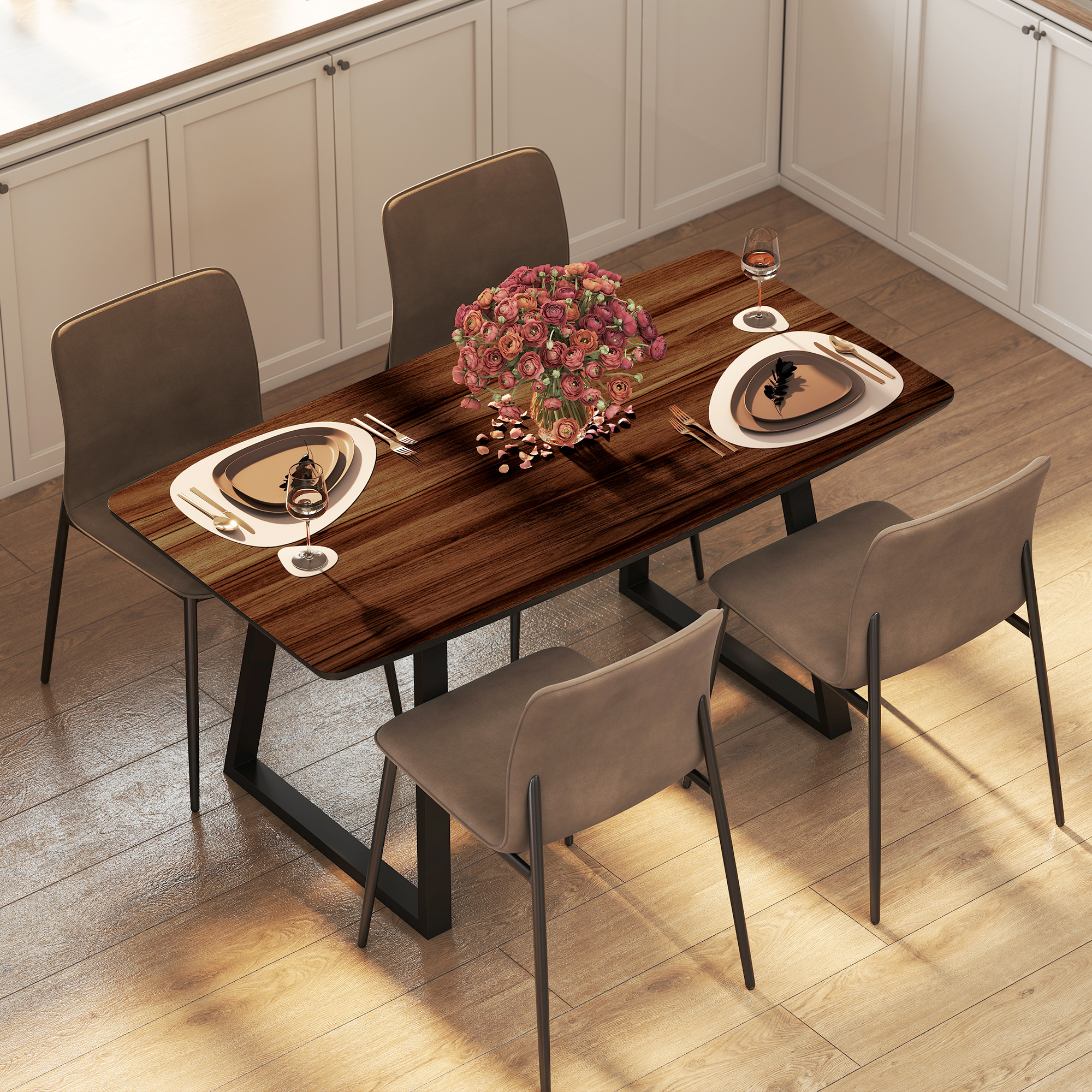 HOMCOM Esstisch im Industriedesign für 6 Personen, ausziehbare Tischplatte, 120 cm x 80 cm x 76 cm, Schwarz + Braun