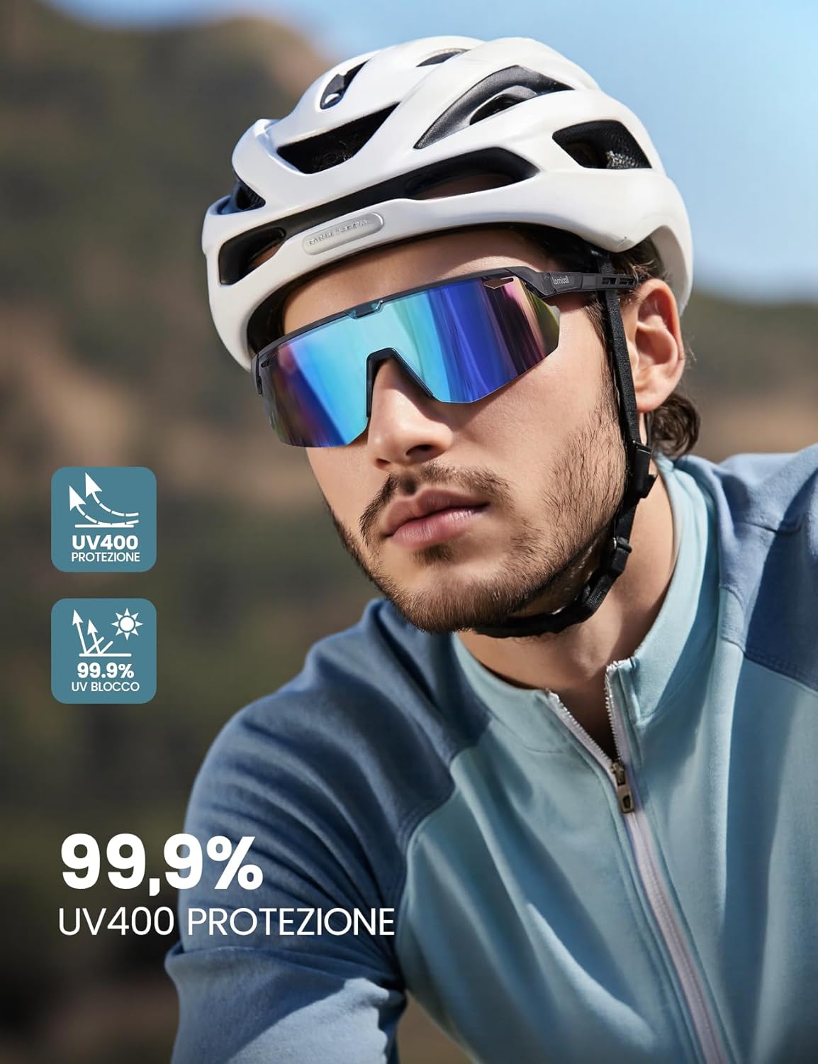 Lamicall Occhiali da Sole Ciclismo Polarizzati, [24g Ultraleggero] Anti-UV400, TR90-Telaio, Nasello Regolabile, Occhiali da Sole Sportivi per Uomo e Donna, per Pesca/Corsa/Sport all'Aperto