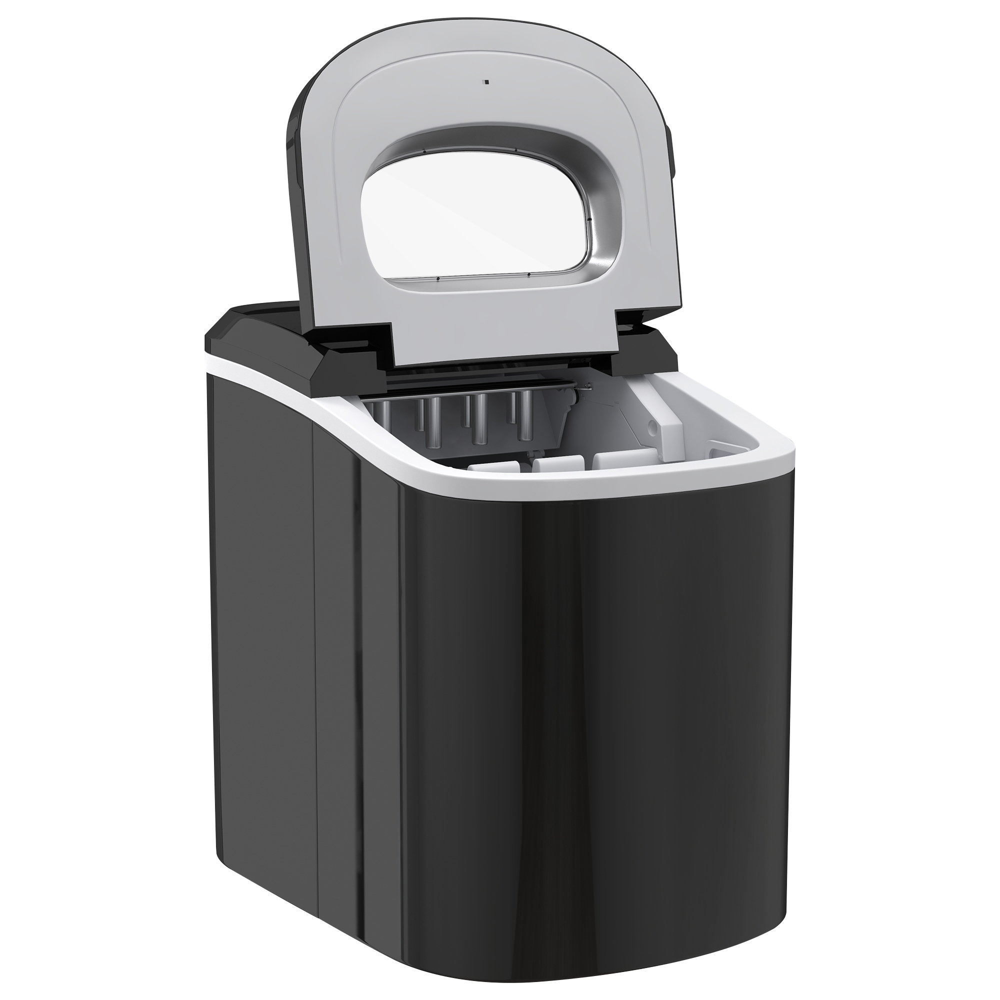 HOMCOM Eiswürfelmaschine, 2, 2 Liter, 12 kg in 24 h, Eiskugeln, selbstreinigend, Eiswanne, Eisschaufel, Schwarz