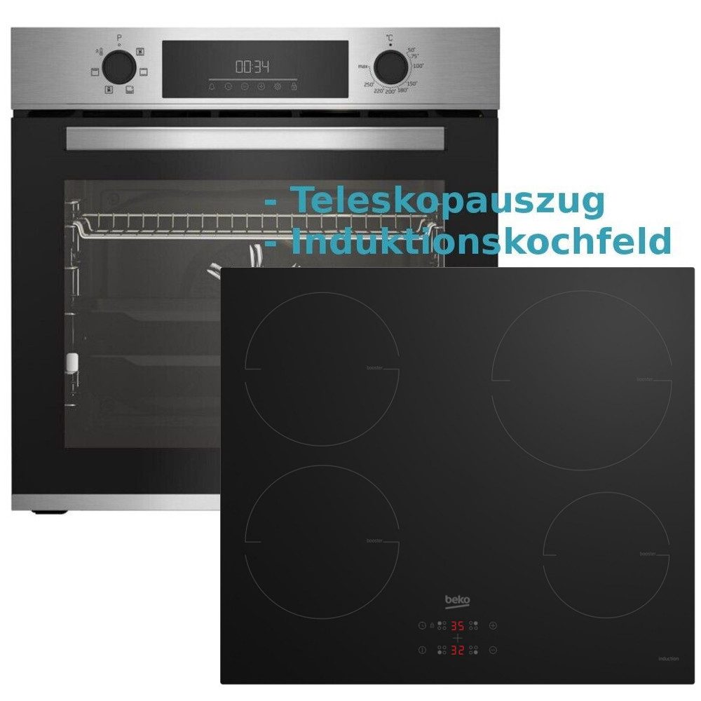 Induktions Herd-Set Einbau, Autark mit Teleskopauszug, Umluft, Elektrogrill