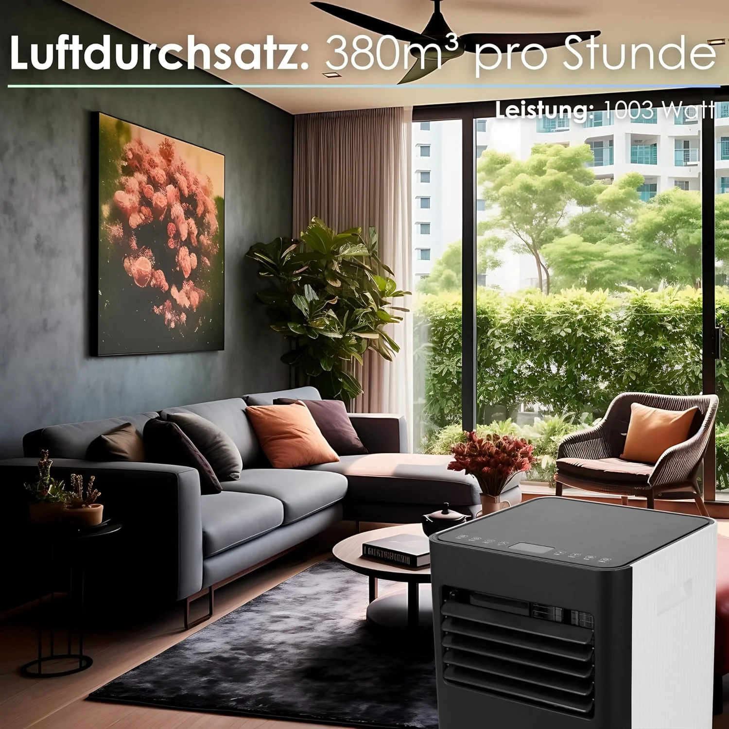 Echos airconditioning 3-in-1 WIFI mobiel raamafdichting met afvoerslang 24u timer afstandsbediening 9000 BTU 3 standen aircooler mobiele airconditioning airco airconditioner