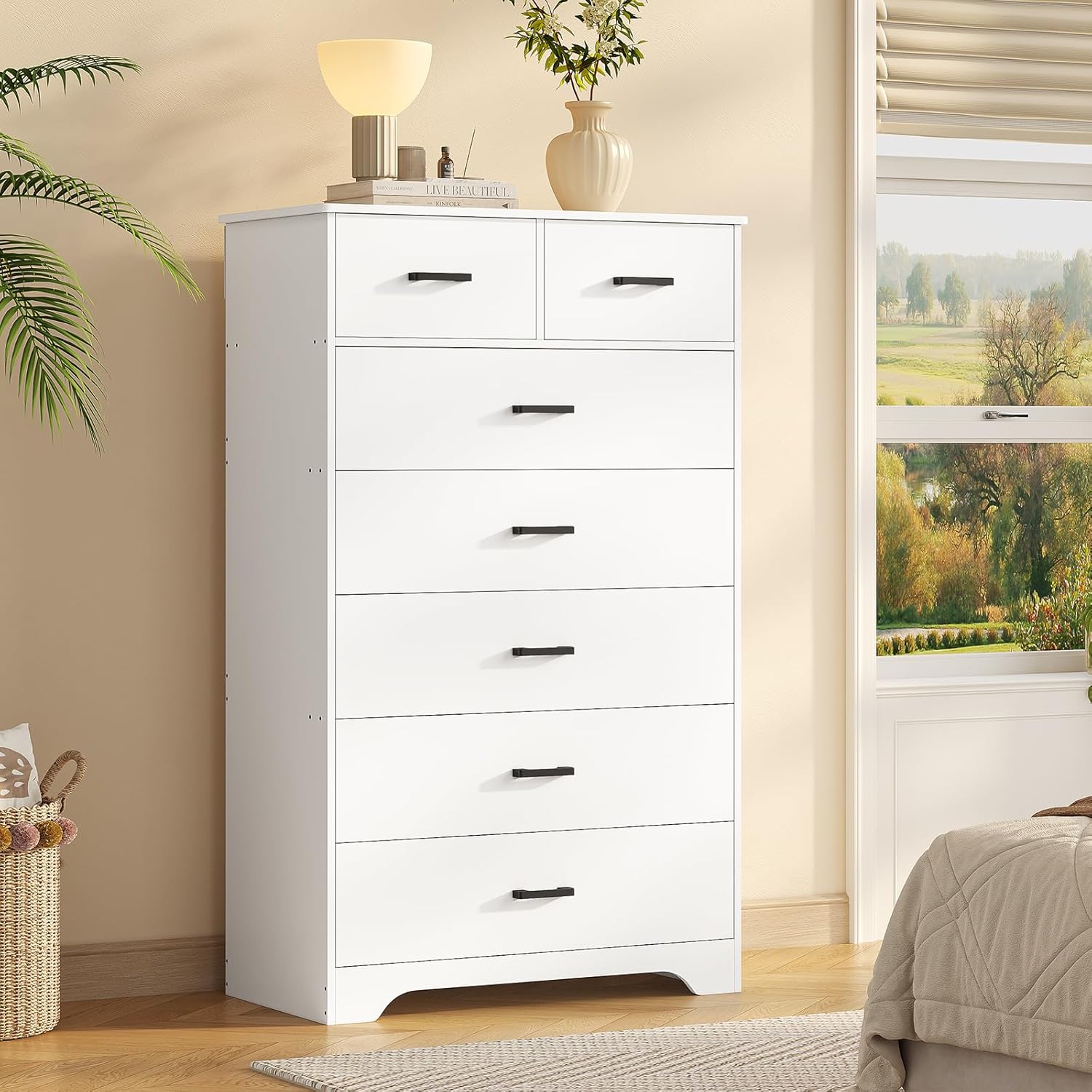 DICTAC White Dresser for Bedroom with 7 Drawers, 55.7
