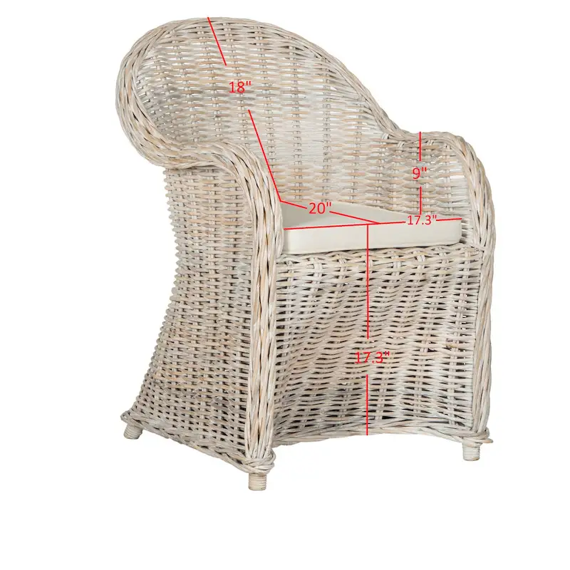 SAFAVIEH Sinja Yellow Rattan Club Chair - 24 x 26 x 35 - 24Wx26Dx35H