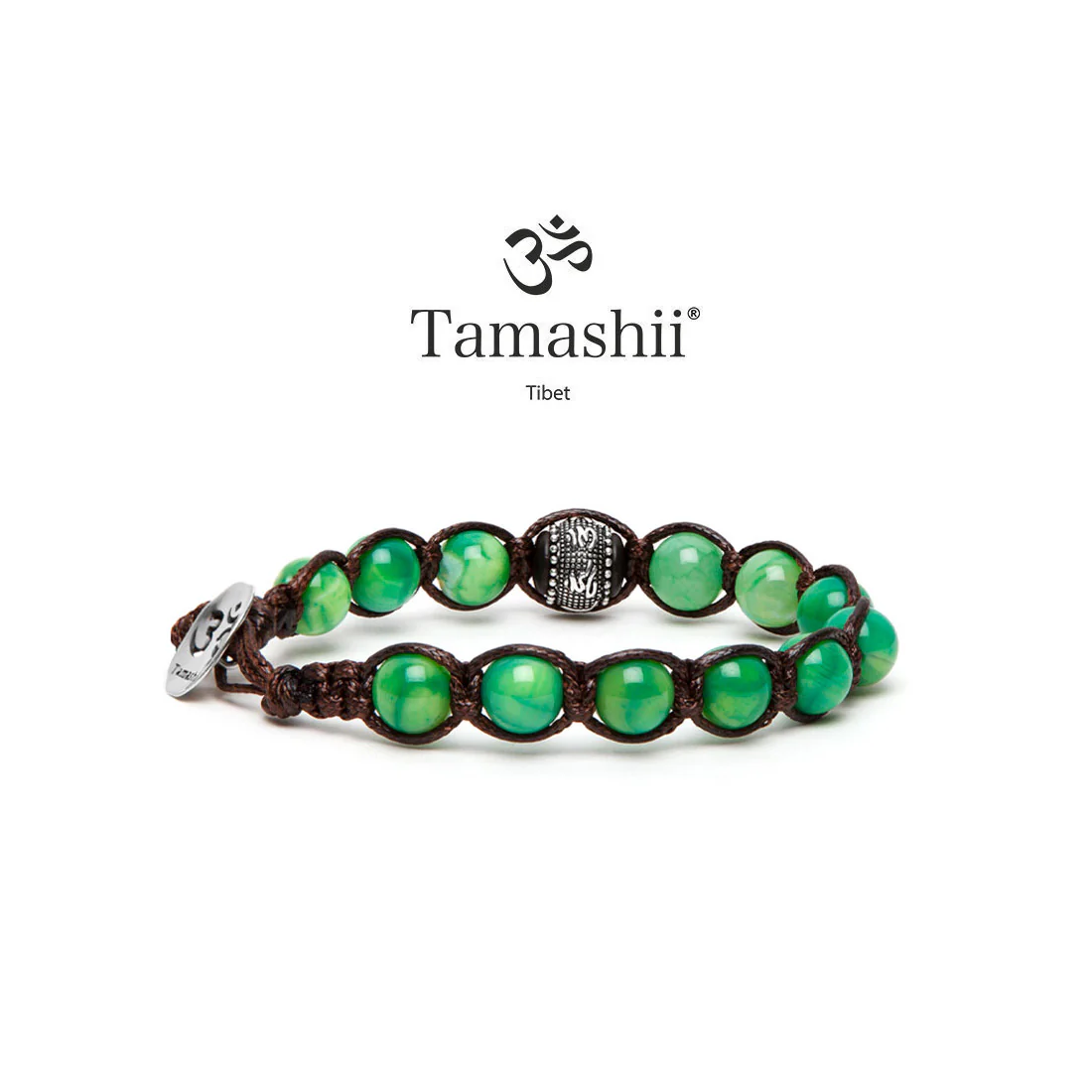 Bracciale Tamashii ruota della preghiera Agata verde BHS1100-209
