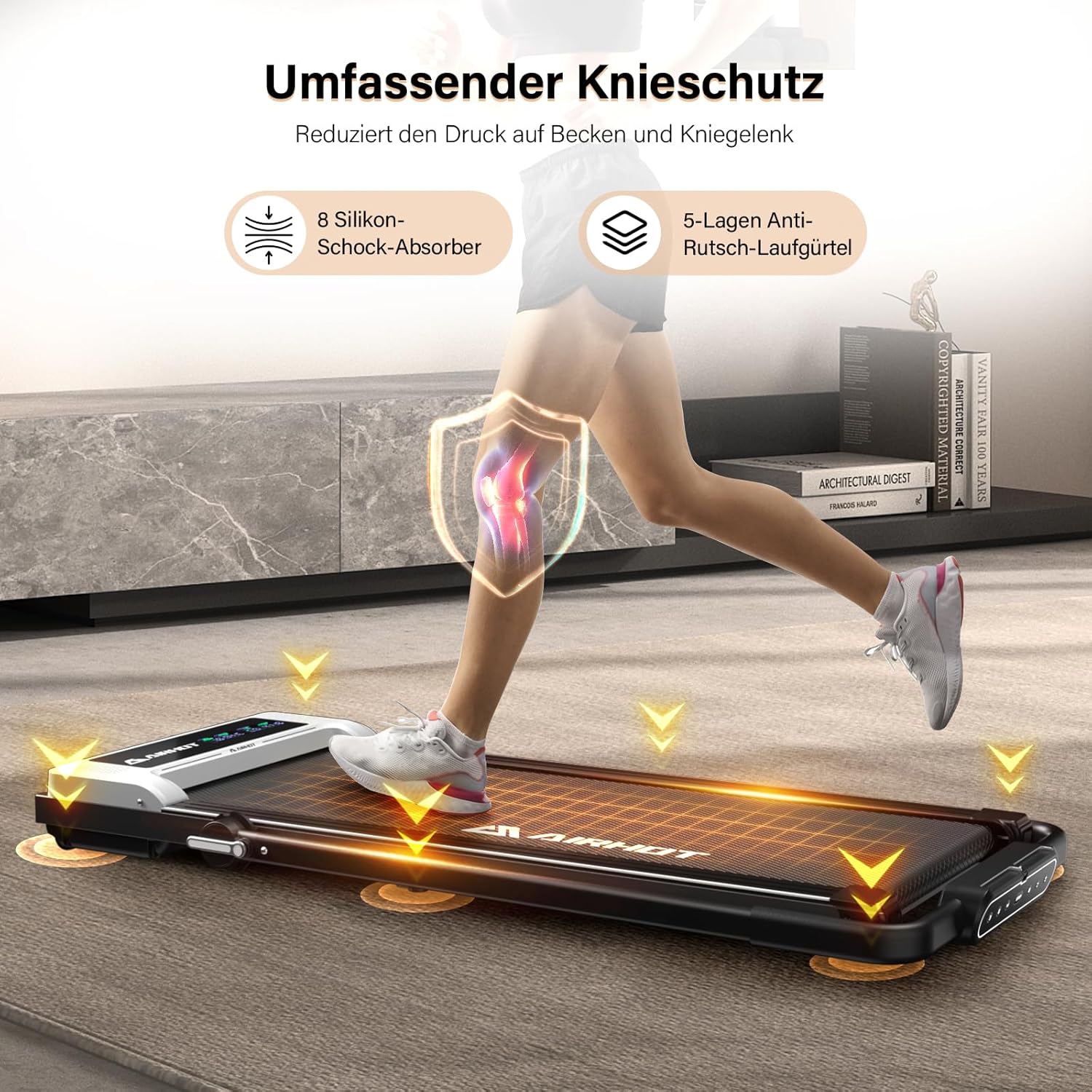Laufband für Zuhause-AIRHOT, 2,5 PS Walking Pad, Untertisch-Laufband mit Fernbedienung und LED-Anzeige, maximale Geschwindigkeit von 6 km/h BZW. 12 km/h. Kompaktes Laufband für zuhause oder das Büro