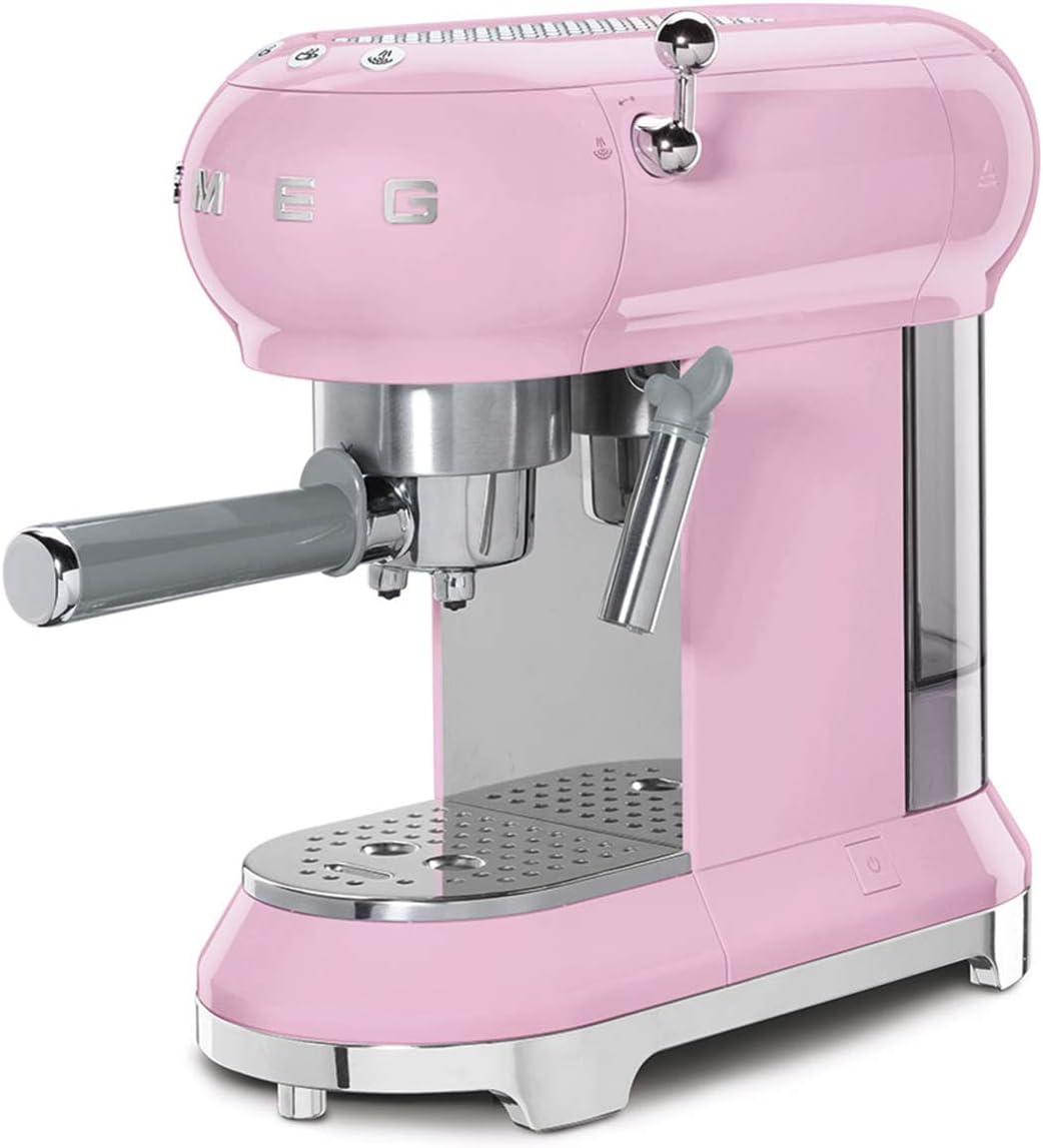 Smeg, ECF01PGEU Manual Espresso-Kaffeemaschine, Cappuccino -System, Thermoblock, groe Tassengehuse und Doppelkaffeefunktion, 1 l Wassertank, kompakte Abmessungen, 1350W, Pastellgrün