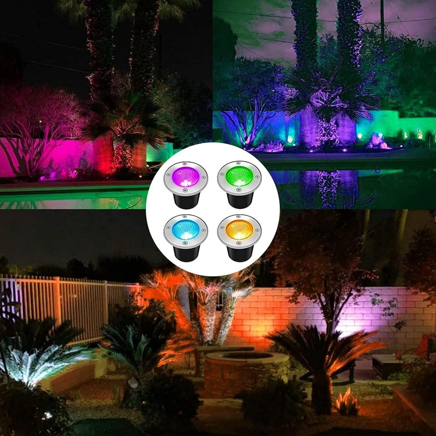 RGB-LED-Innenbeleuchtung, 6 W, wasserdicht, Landschaftsbeleuchtung, Fernbedienung, 12 V/24 V, Farbwechsel, Außenleuchten für Gärten, Terrassen und Plätze