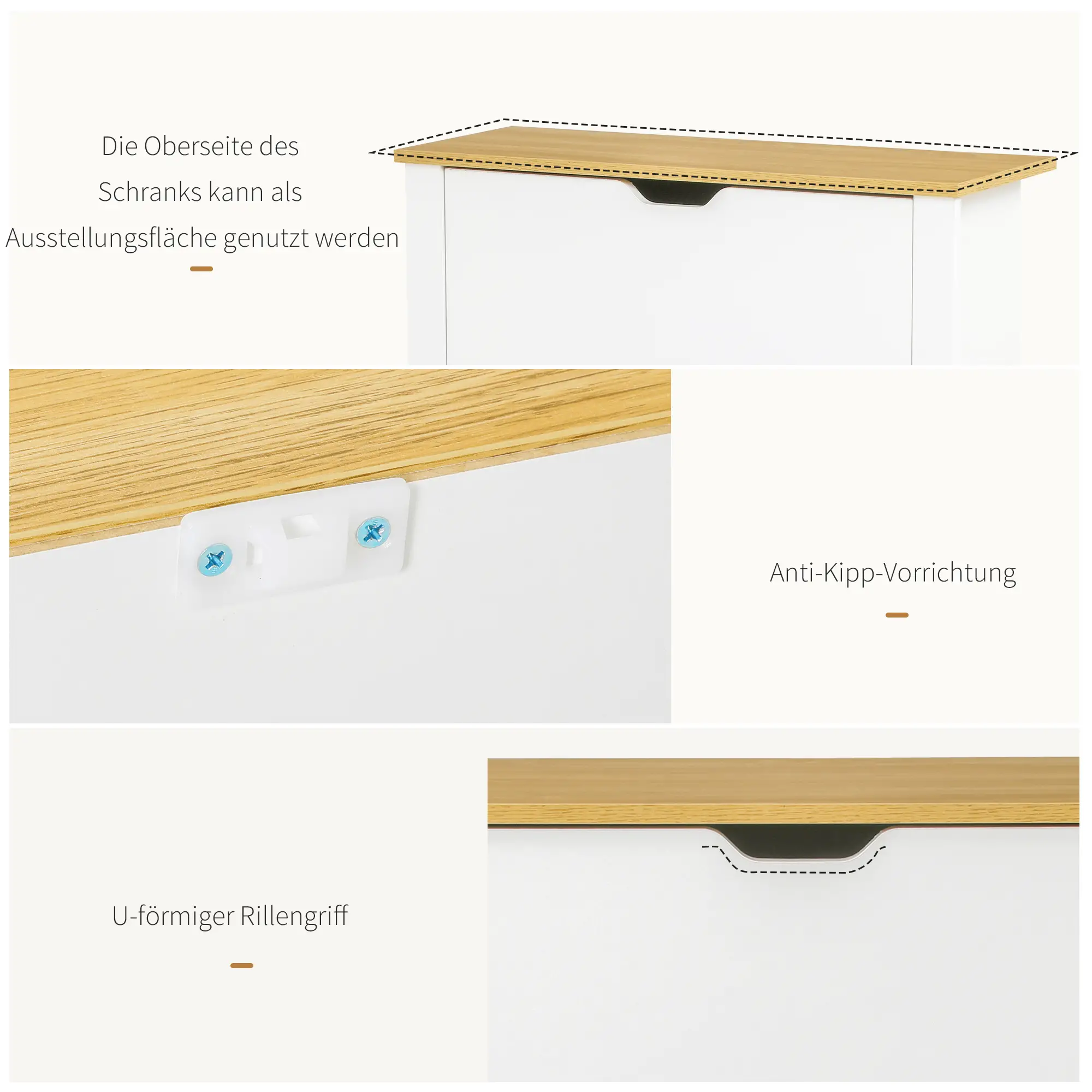 HOMCOM Schuhschrank 2 Klappen 12 Paar Schuhe Kippschutz Weiß
