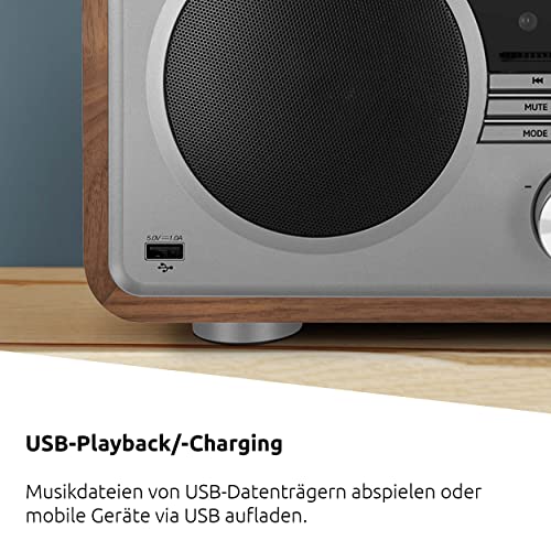 TechniSat DIGITRADIO 602   Stereo Internetradio (DAB, UKW, sistema 2.1 da 70 watt con subwoofer, CD, USB, streaming Bluetooth, AUX, WLAN, sveglia, Spotify Connect, telecomando) Noce : Elettronica