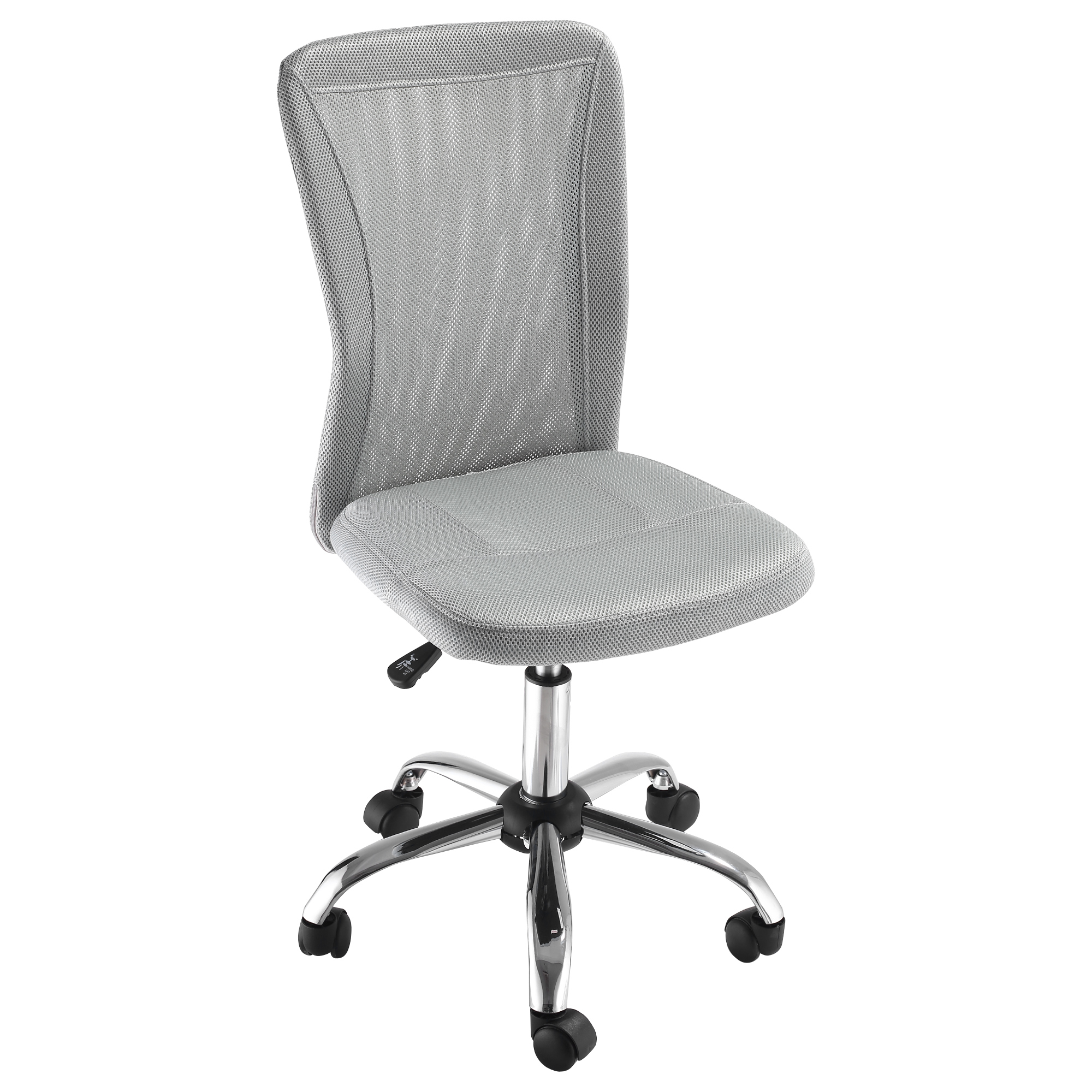 Vinsetto Bürostuhl ergonomisch höhenverstellbarer Bürostuhl mit verchromtem Fußgestell um 360° drehbarer Mesh-Stoffbezug Grau