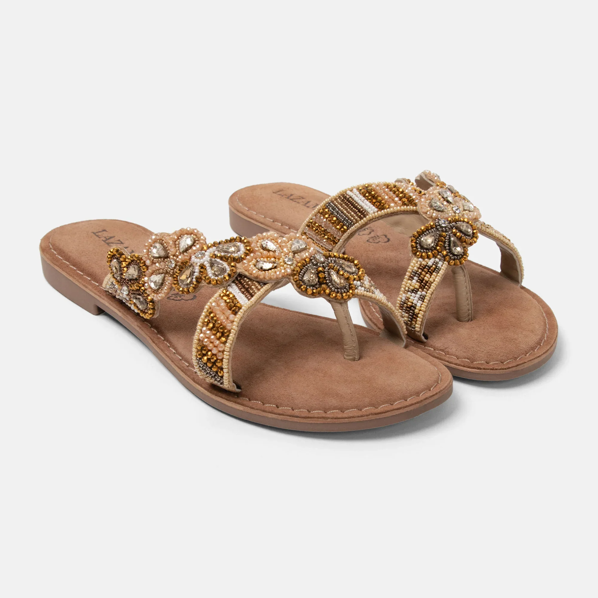 Lazamani Perla Beaded Toe-Post Sandals �C Elegant Summer Sandals