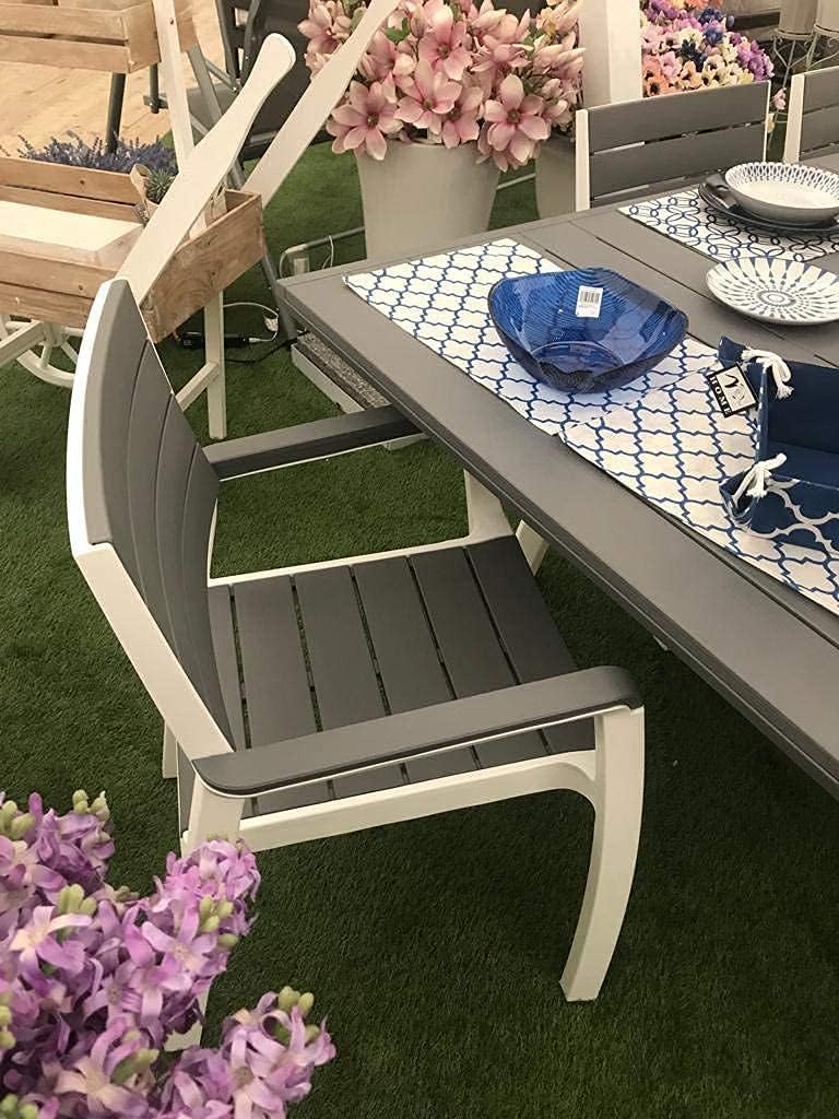 XONE Keter Harmony Resin Table Set (160/240 x 100 x H74 cm) and 6 Armchairs Wood Mould