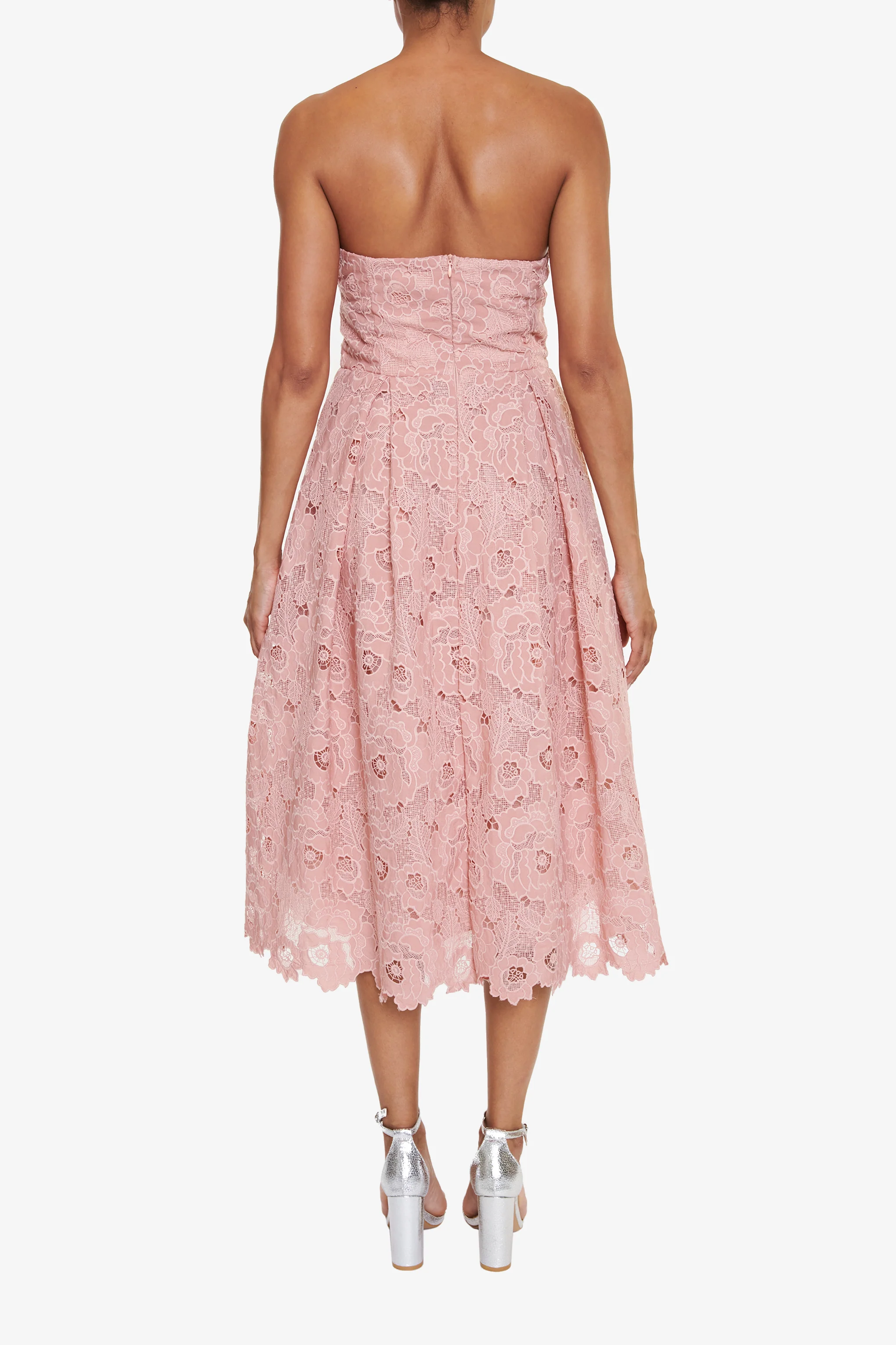 Colette Dusty Pink Cutwork Strapless Midi-Dress