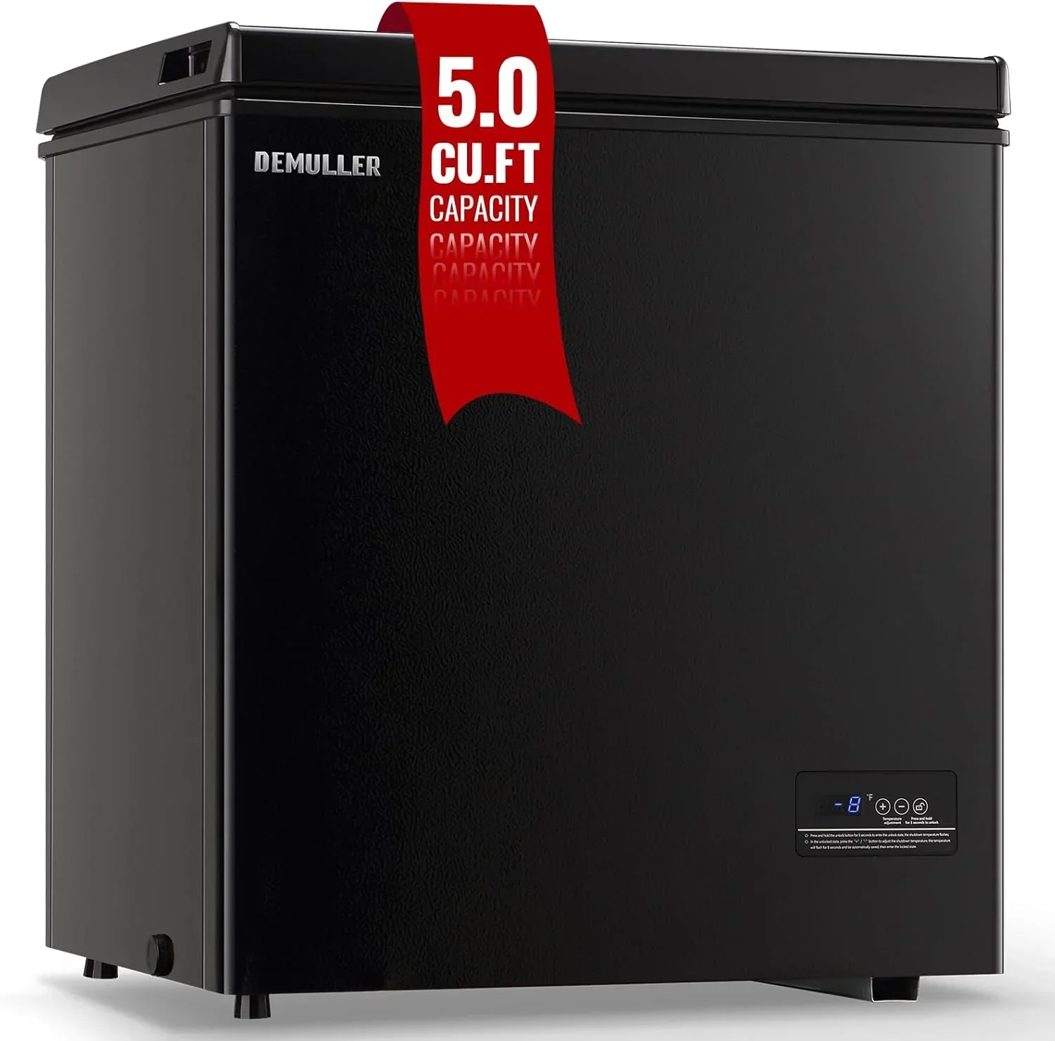 Chest Freezer 5.0Cubic Feet Deep Freezer Freestanding Freezers 2 Removable Stainless Steel Basket