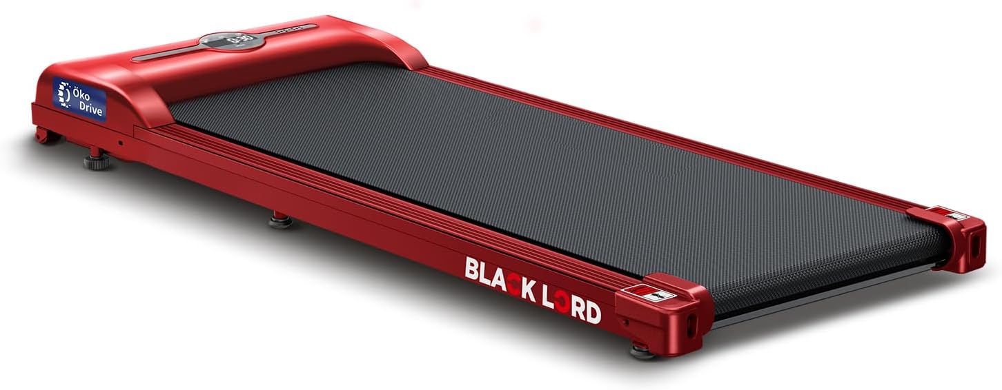 BLACK LORD Tapis roulant, Con o Senza corrimano, Walking pad 9/12 km/h, Velocità regolabile, Sotto la scrivania, Altoparlante Bluetooth, Display LED, Controllo tramite app, 120 kg, Portatile