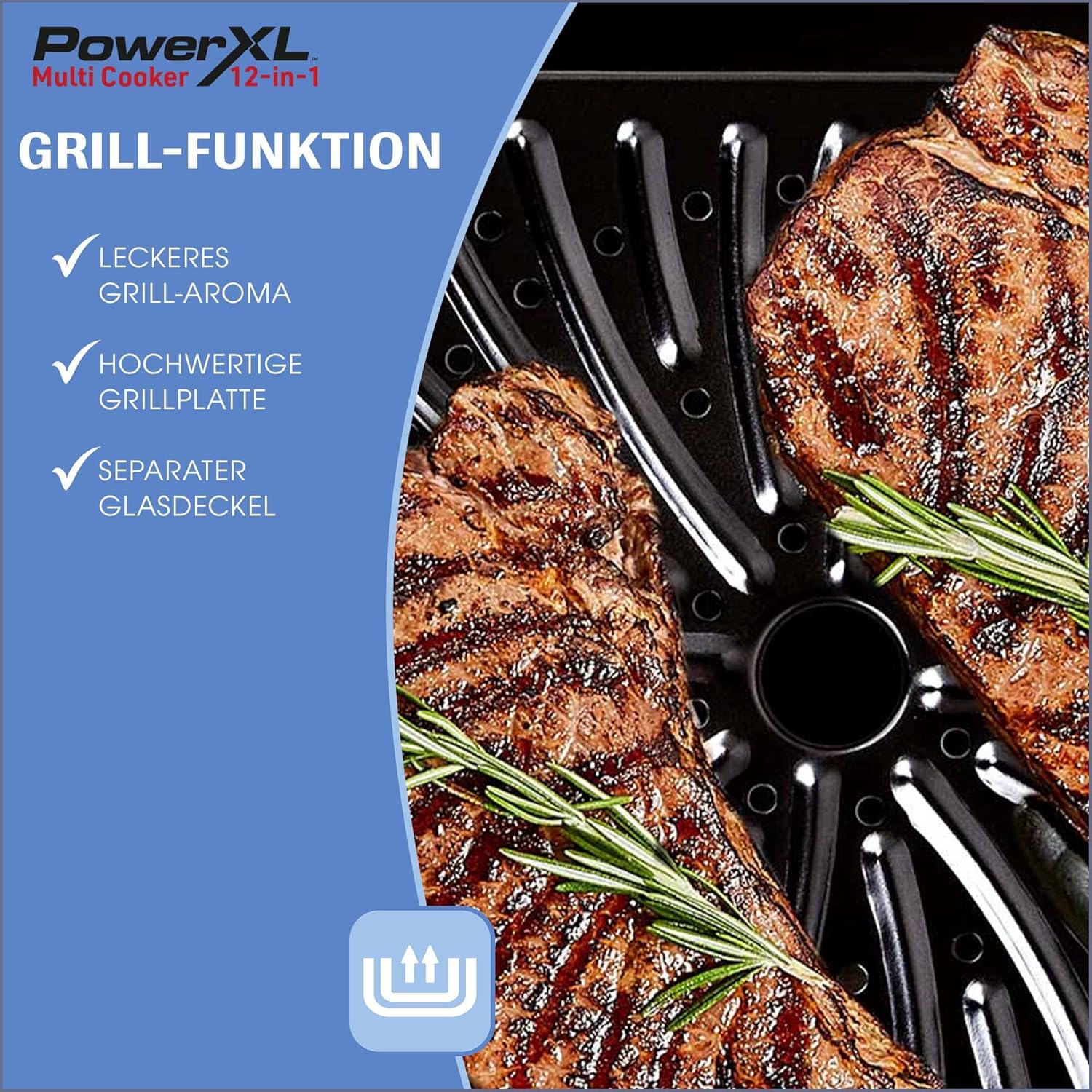 PowerXL MultiCooker - 12 in 1 Multikocher mit Warmhaltefunktion - Heißluftfritteuse, Backofen, Bratpfanne, Reiskocher uvm. - 5,7 Liter Fassungsvermögen - 12 Kochprogramme - Airfryer - Kaloriensparend