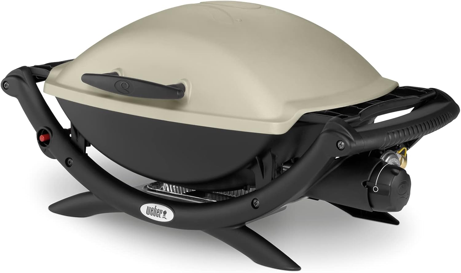 Weber Q2000 Gasgrill, 54 x 39cm Grillfäche, portabler BBQ Grill, 1 Brenner, mit ausklappbaren Seitentischen, 2-geteilter porzellanemaillierter Guss-Grillrost - Titanium (53060079)