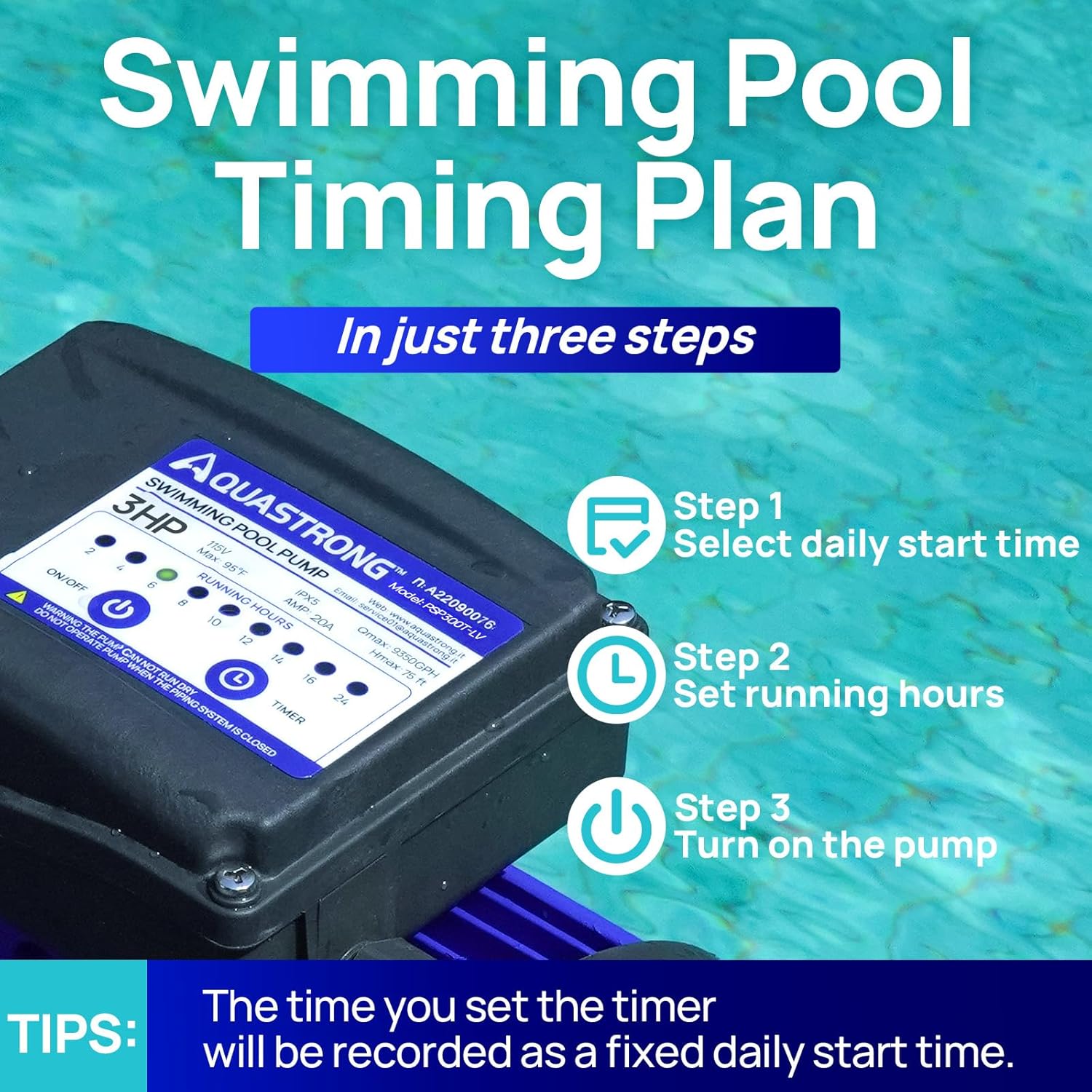 Aquastrong In/Above Ground Pool Pump High Flow Self Primming Swimming Pool Pump Lce Blue