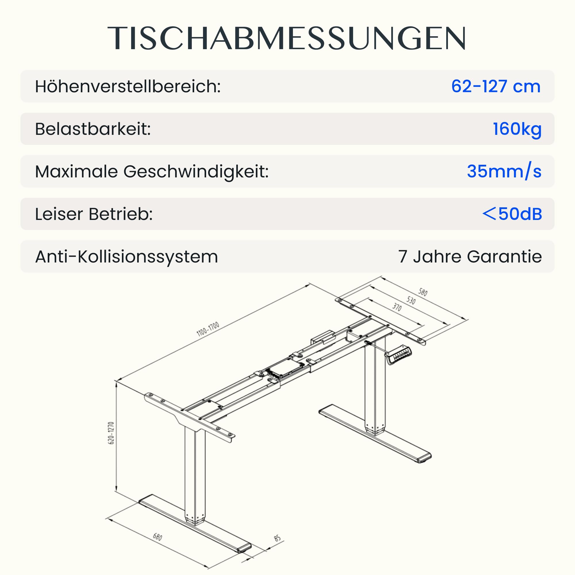 Flexispot elektrisches höhenverstellbares Schreibtischgestell mit Doppelmotor und dreistufiger Verstellung