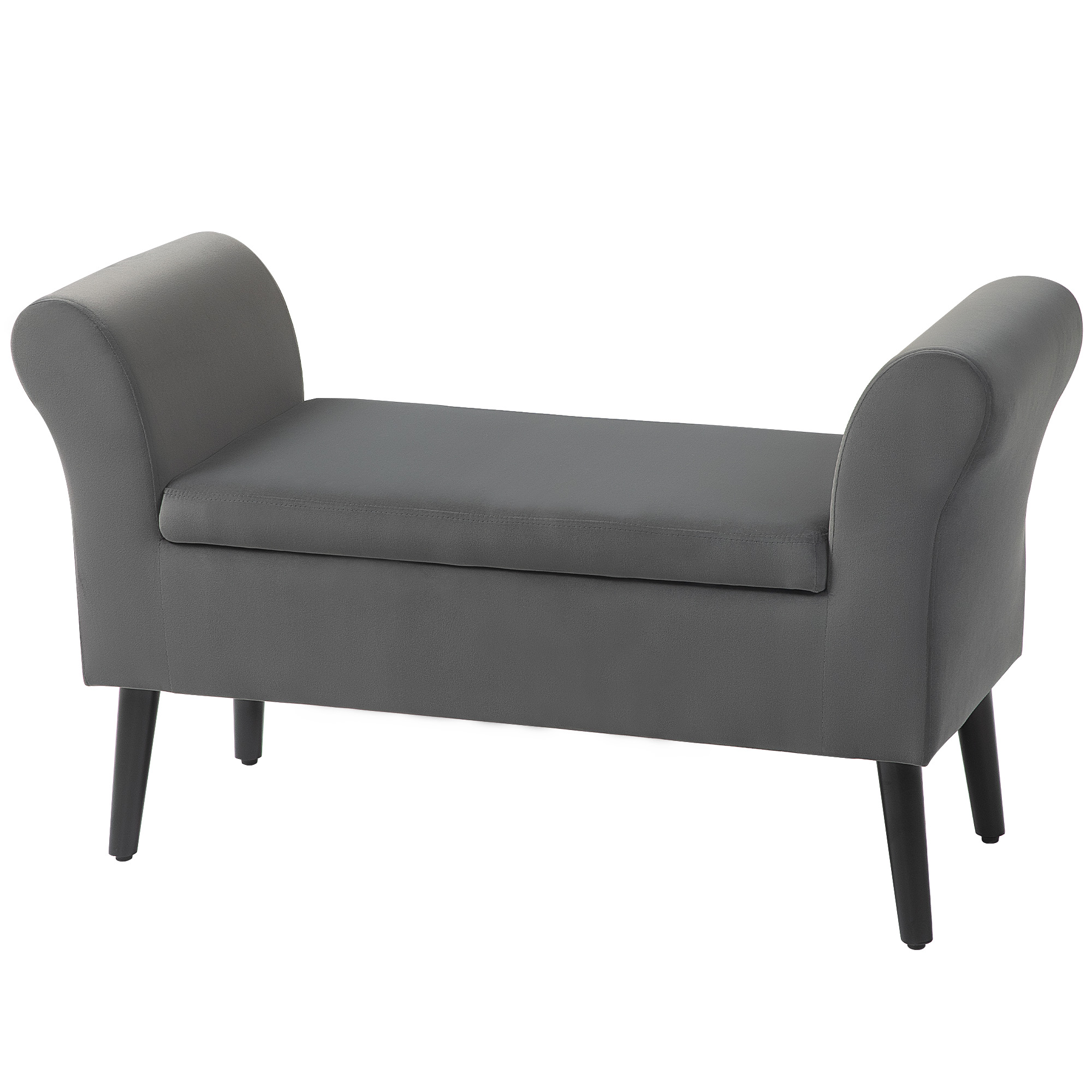 HOMCOM Polsterbank mit Stauraum, Truhenbank mit Armlehnen, 46 cm Sitzhöhe, samtartiges Polyester, 111,5 x 41 x 65 cm, Dunkelgrau