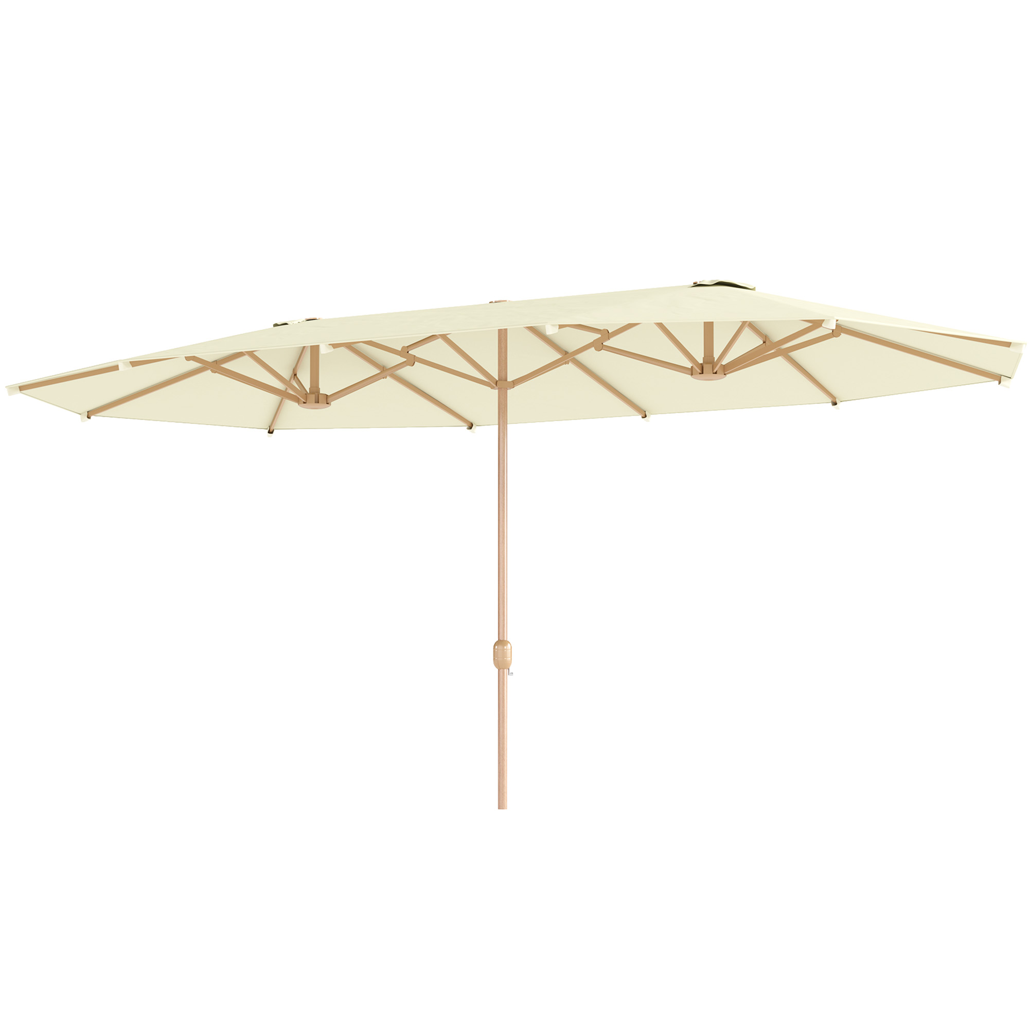 Outsunny Doppelschirm für Garten 455 x 265 cm rechteckig, Kurbel, Stahlmast, Polyester 180g/m², Sonnenschutz UPF30+