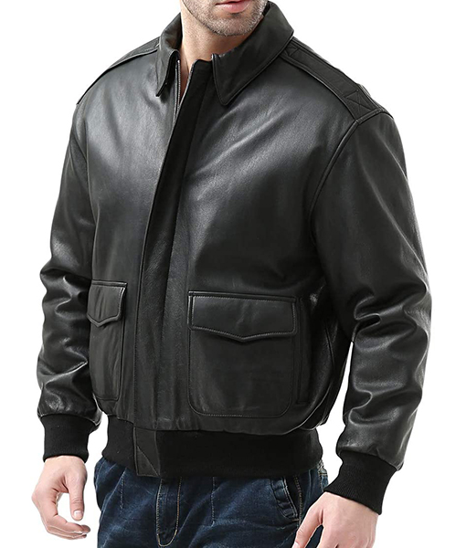 Men’s A-2 Flight Black Leather Jacket