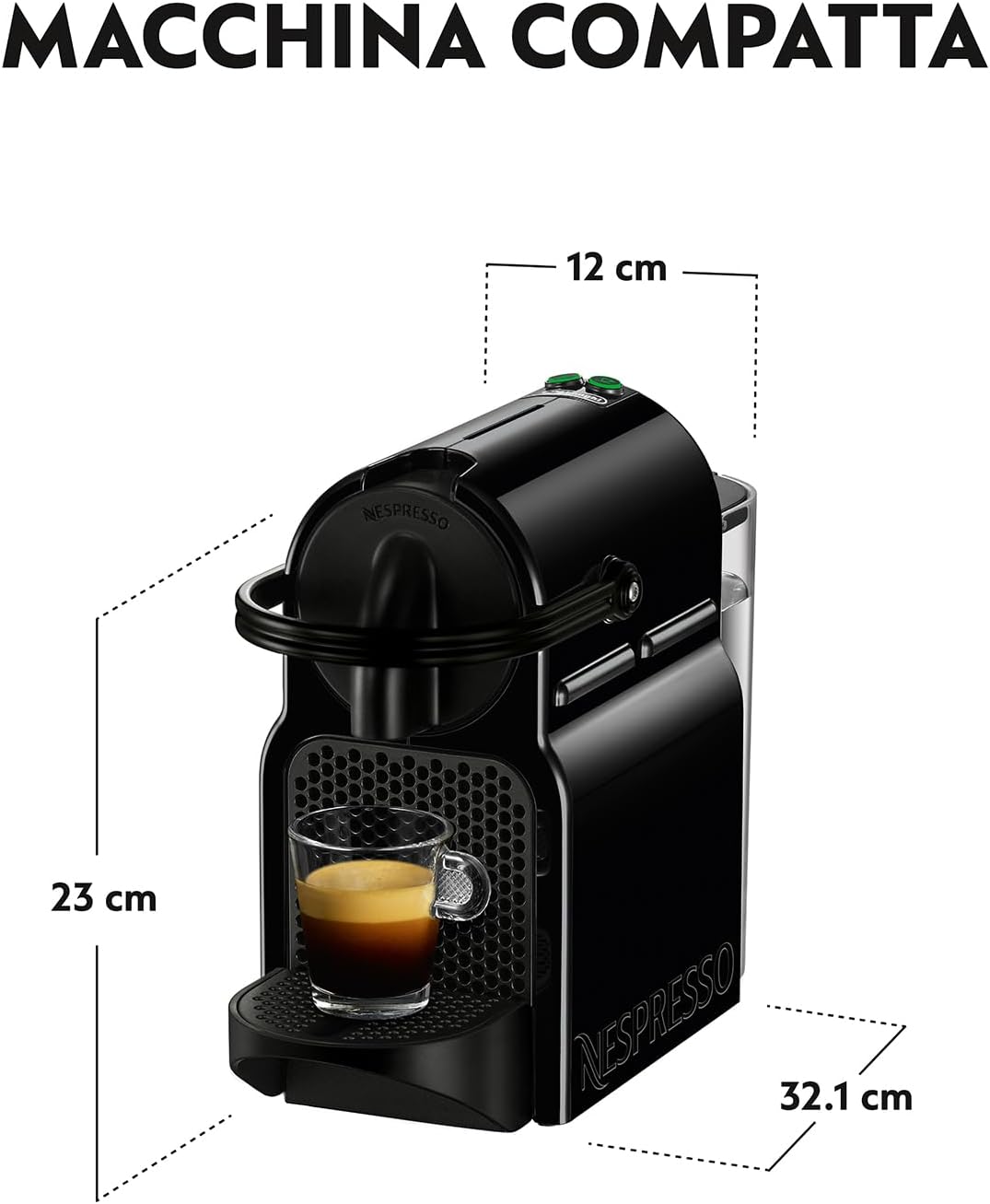 Nespresso Inissia EN80.B, De'Longhi Coffee Machine, Nespresso Capsule System, Water Tank 0.7L, Black