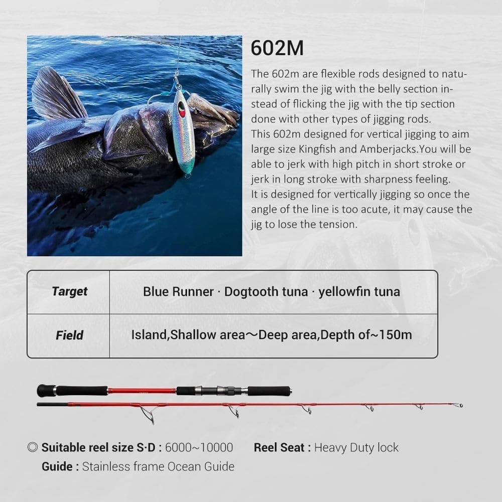 Reisen Angelrute 1,83 m M Köder 120-500g for BlueRunner Thunfisch Cane Sea Süßwasser
