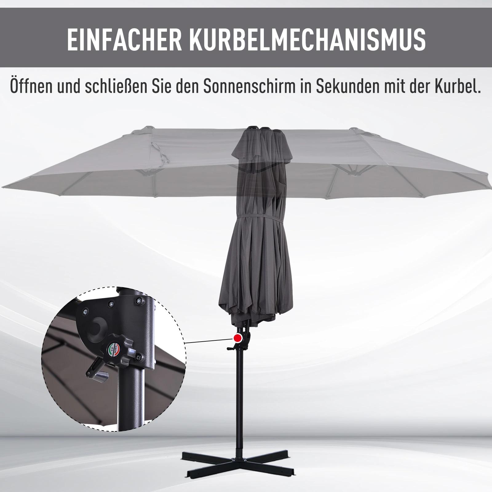 parasol met zwengel dubbele parasol tuinparasol zonwering metaal grijs