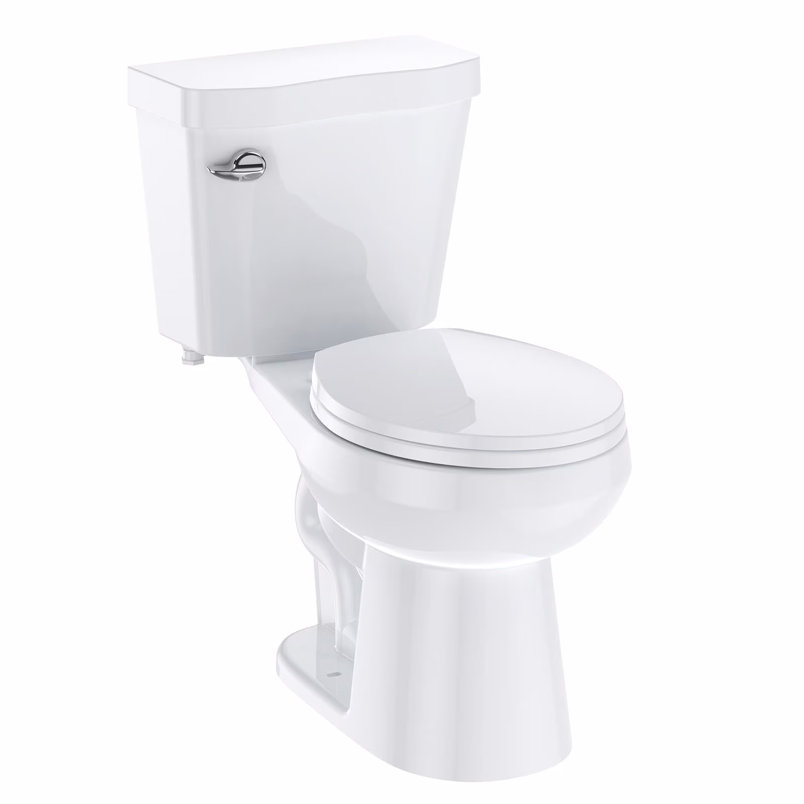 Two-Piece Elongated 1.28 GPF Siphonic Flush Toilet with Soft Close Seat, Universal Height ADA Cotton White (Toilet Seat Included)