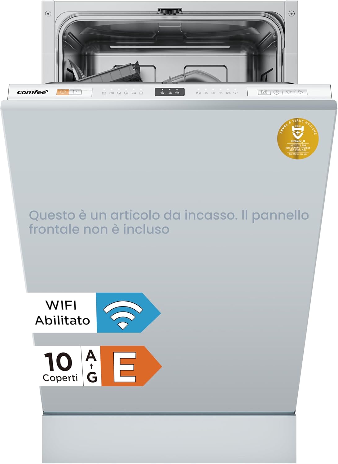 CDWEB914S-W Lavastoviglie da Incasso con 10 coperti, 8 Programmi, di avviamento ritardato, Funzione di Mezzo Carico, cloud wash, Asciugatura Extra - Inox