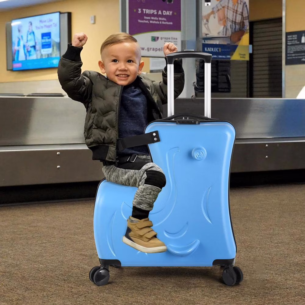 VAHIGCY Kids Luggage, Kids Ride-on Luggage with Spinner Wheels Suitcase, Kid's Ride-On Suitcase Help Your Child Relax, Carry On Trolley Luggage with Password Lock, 20