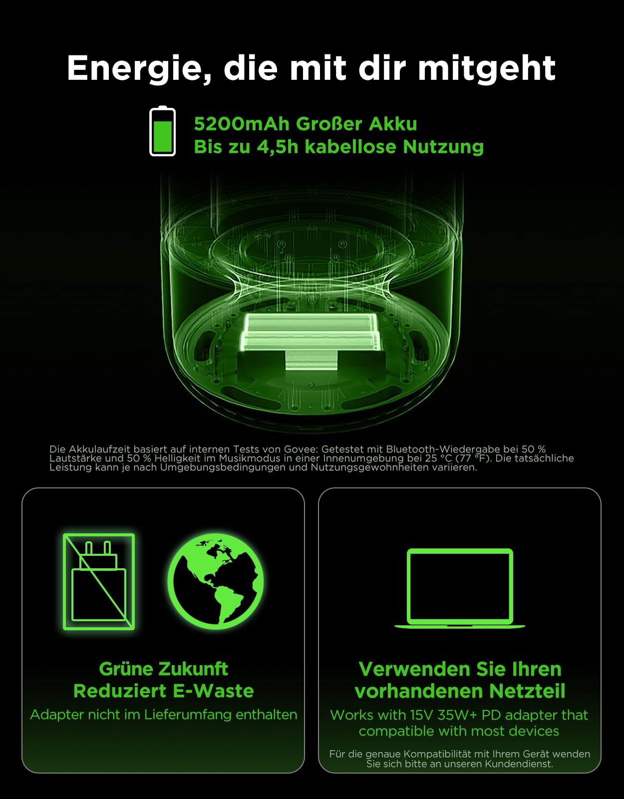 LED Tischlampe mit Lautsprecher RGBIC 600 lm 2700-6500 K 5200 mAh Akku USB-C 16 Musikmodi App-Steuerung