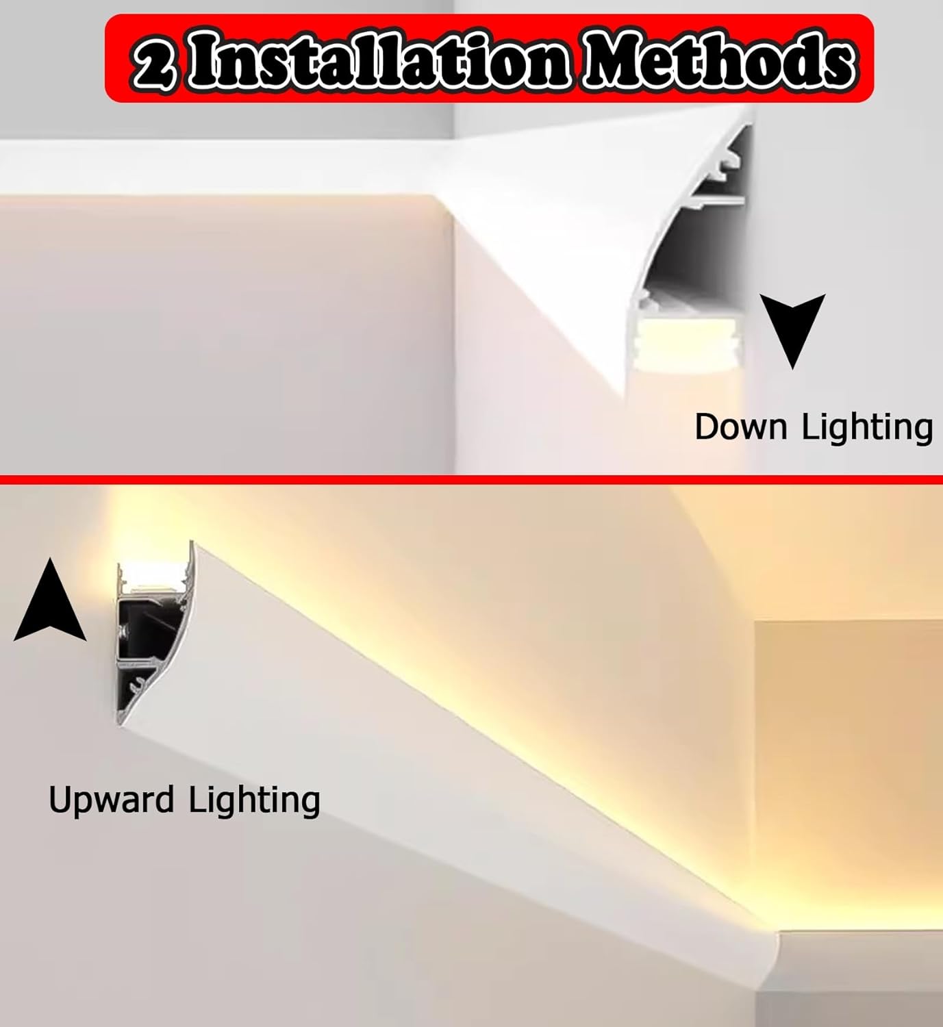 Aufputz-LED-Lichtleiste, wasserdichter LED-Kanal aus Aluminium für Bad/Küche/Büro, Deckenkanal für indirekte Beleuchtung(6m/19.7ft)