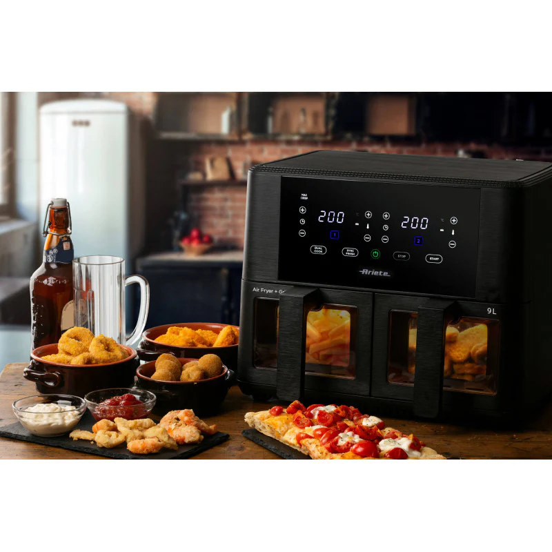 Friggitrice ad aria Doppia 9L 2400W - 11 programmi - Multifunzione - Nero