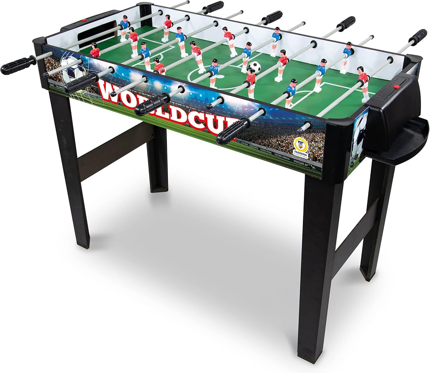 Teorema Giocattoli, calcio balilla edizione worldcup, biliardino da casa con 2 palline e segnapunti, tavolo calciobalilla per adulti e bambini, altezza 62 cm
