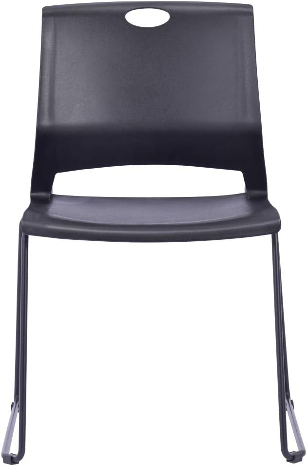 Sidanli Stacking Chairs Stackable Waiting Room Chairs Conference Room Chairs-Black (Set of 4)