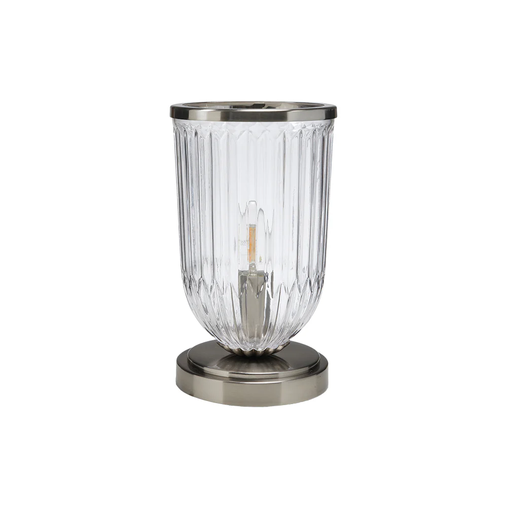 Clear Ribbed Glass Uplighter in Antique Chrome