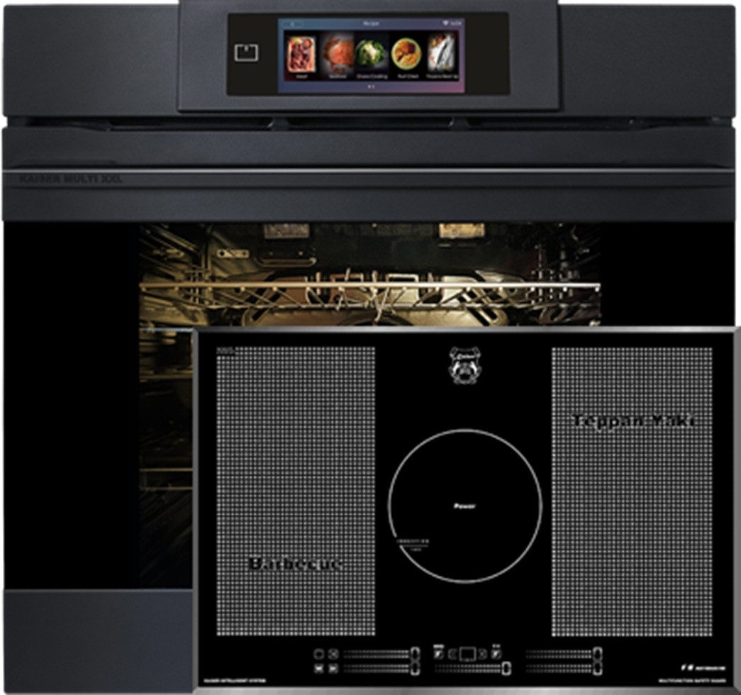 Backofen-Set Herd Set Autark XXL Multi 29, Multifunktions-Elektro-Backofen mit Pyrolise und Dampfreinigung, 60 cm+Induktionskochfeld 77 cm EH 6347+KCT 777 FI La Perle