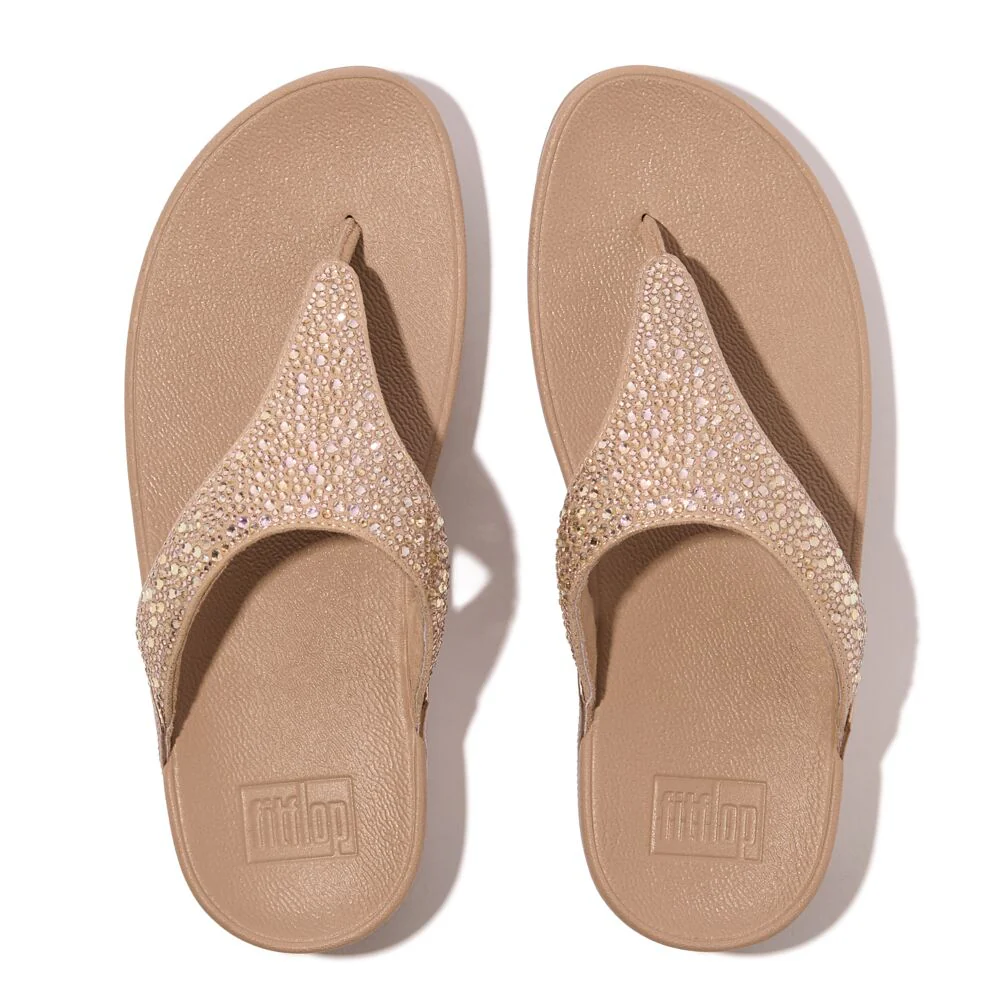 FitFlop Lulu Glitzer Metallic Classic Beige Zehensteg