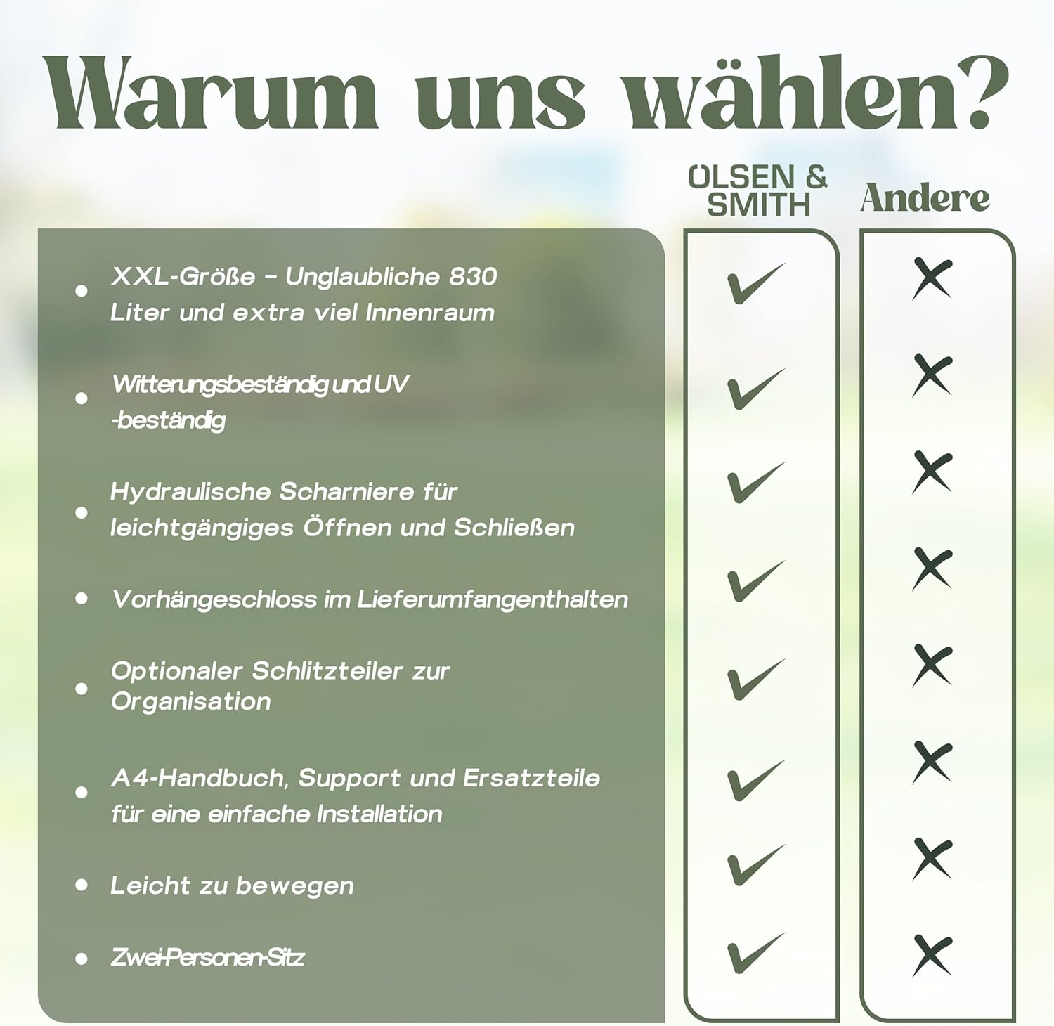 Olsen & Smith Aufbewahrungsbox XXL 830L Gartenbox Mit Deckel Groß, Auflagenbox Wasserdicht Kissenbox, Gartenschrank Für Kissen Und Storage Boxes Für Garten Balkon Terrasse Anthrazit Paketbox