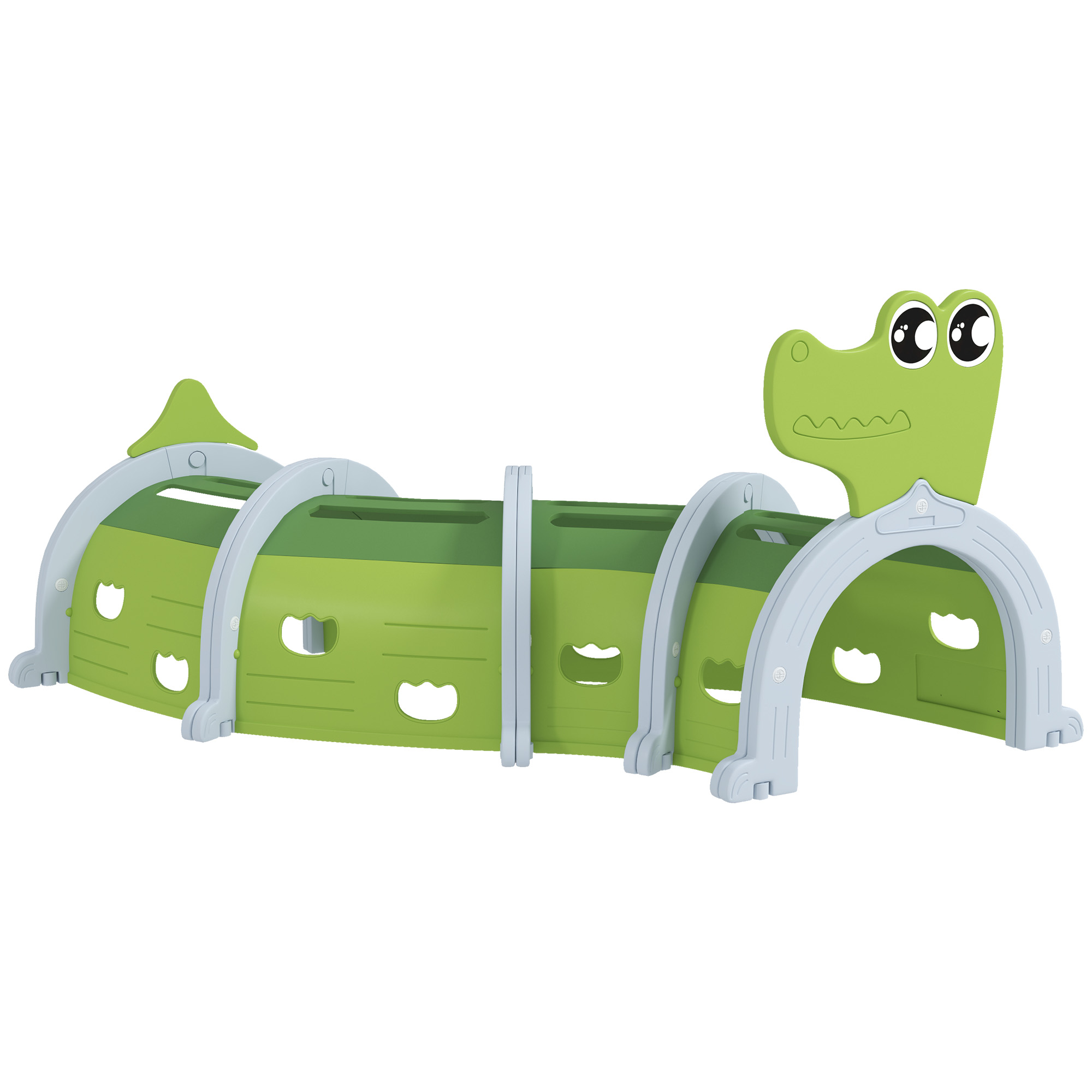 AIYAPLAY Krokodil Spieltunnel, flexible Form, robust, für Kinder 3-6 Jahre, 194 x 88 x 92 cm, Grün
