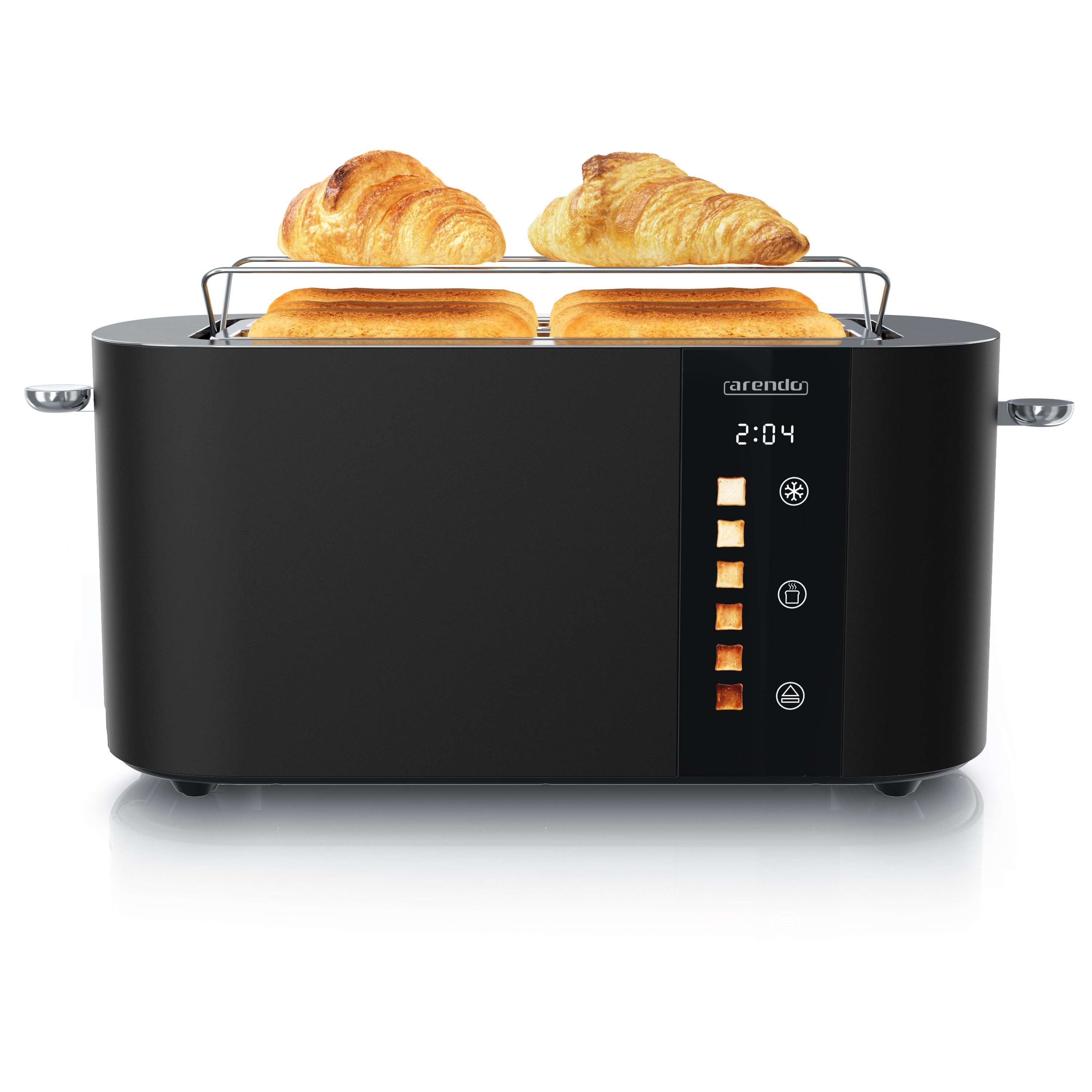 Toaster Edelstahl, Langschlitz, Touch Display, Restzeit & Bräunungsgradanzeige