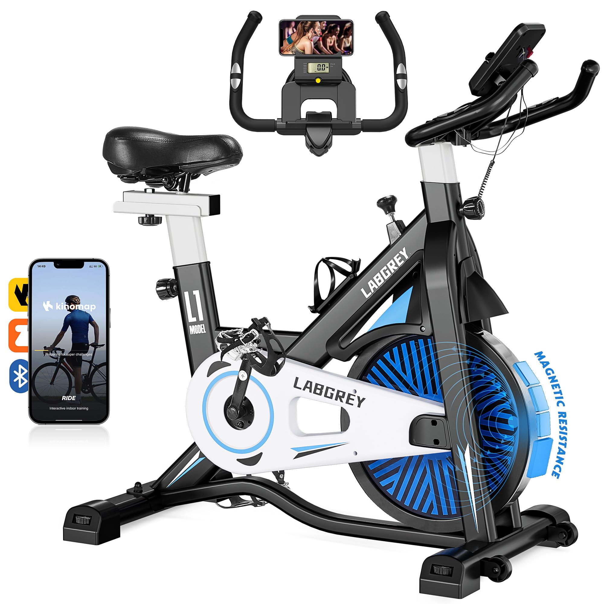 Heimtrainer Fahrrad Indoor Kardio Training mit Pulsmesser LCD Display iPad Halter Sitz Widerstand einstellbar